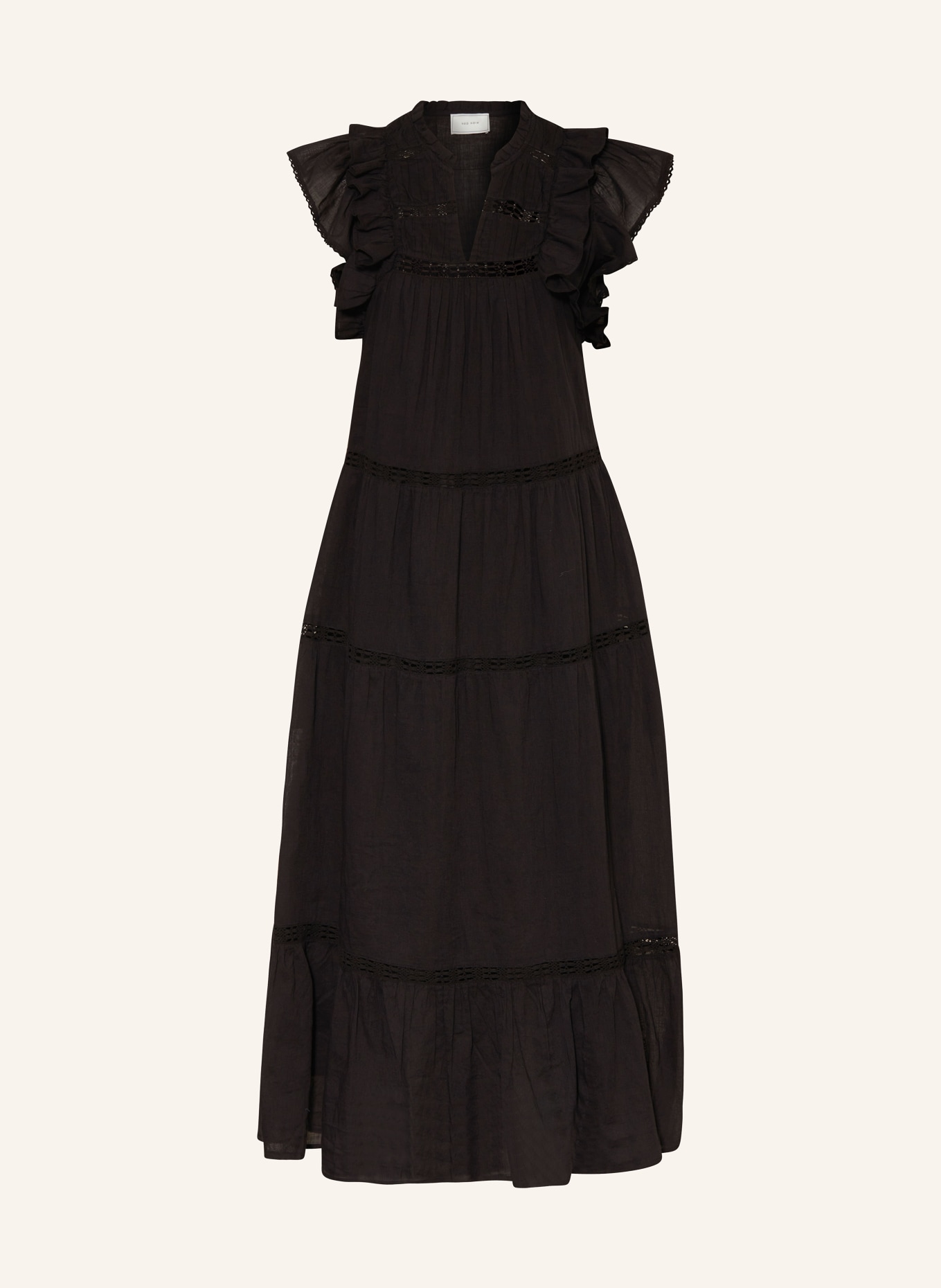 NEO NOIR Dress ANKITA with broderie anglaise, Color: BLACK (Image 1)