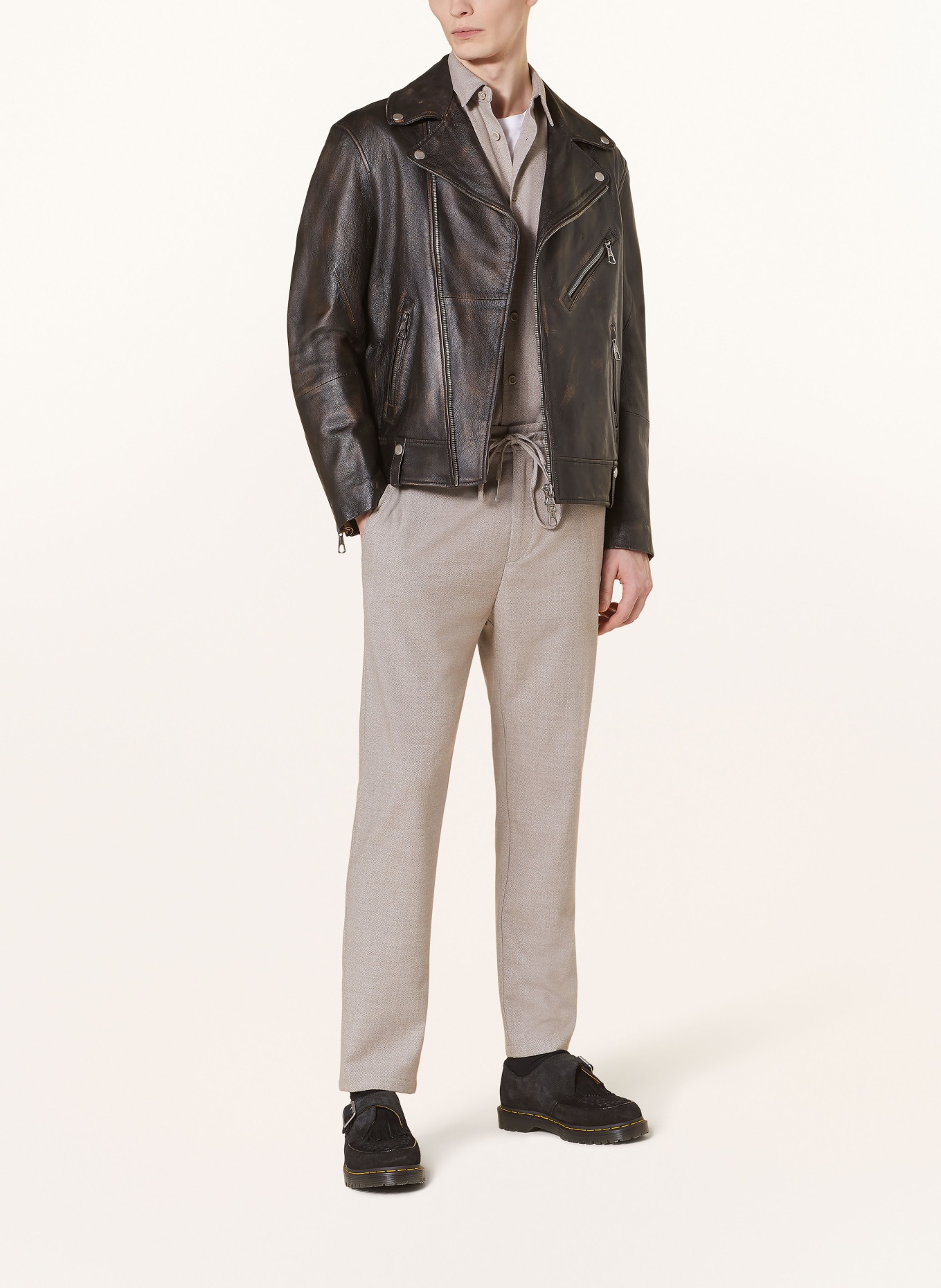 DRYKORN Lederjacke PLAZO: DUNKELBRAUN