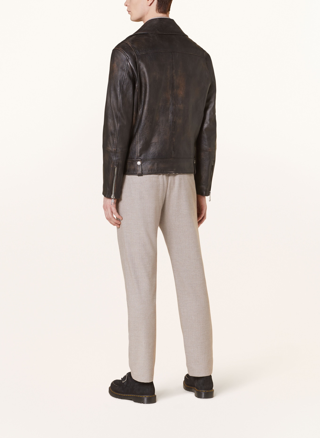 DRYKORN Lederjacke PLAZO: DUNKELBRAUN