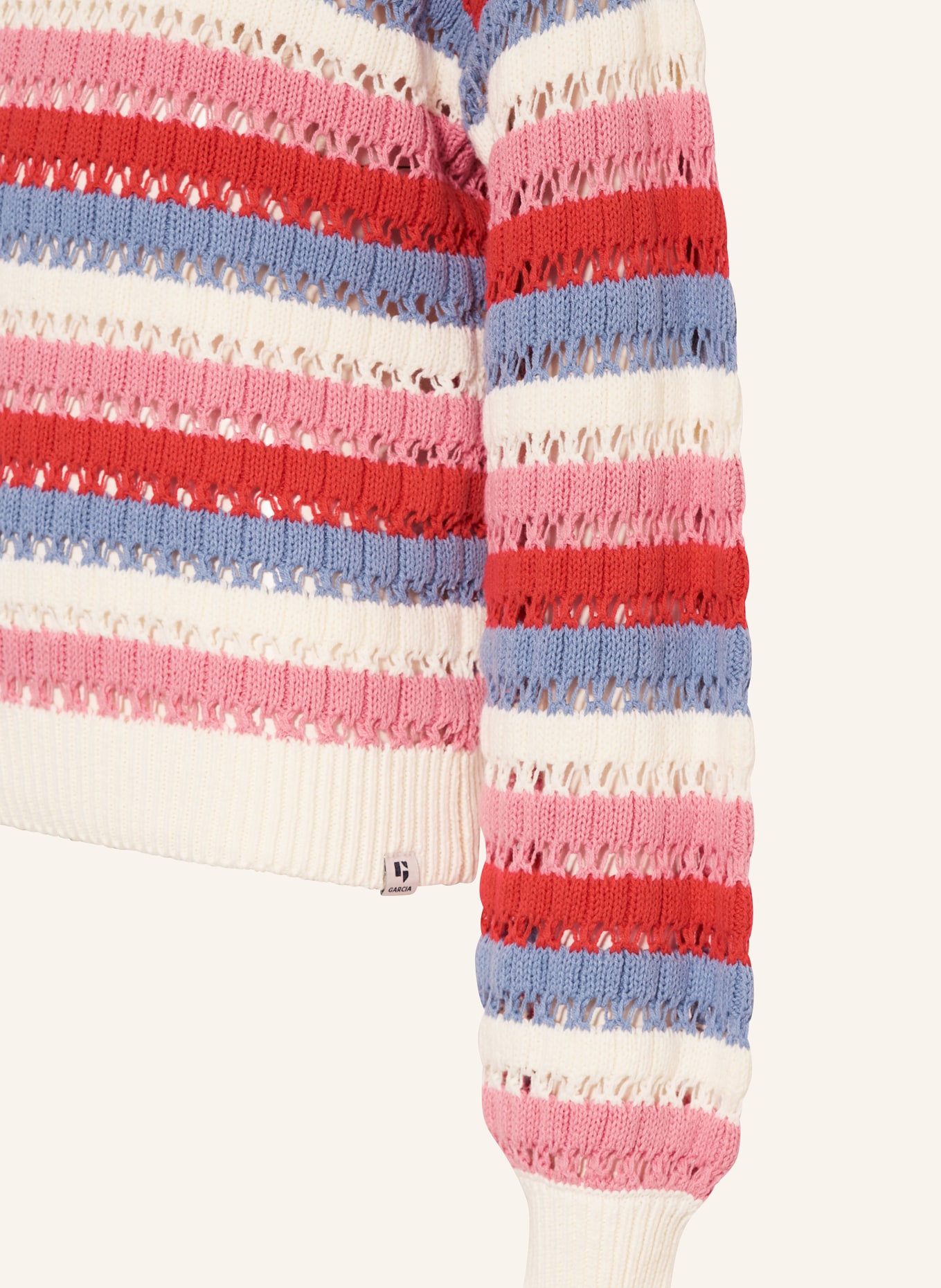 GARCIA Pullover, Farbe: WEISS/ BLAUGRAU/ ROT (Bild 3)