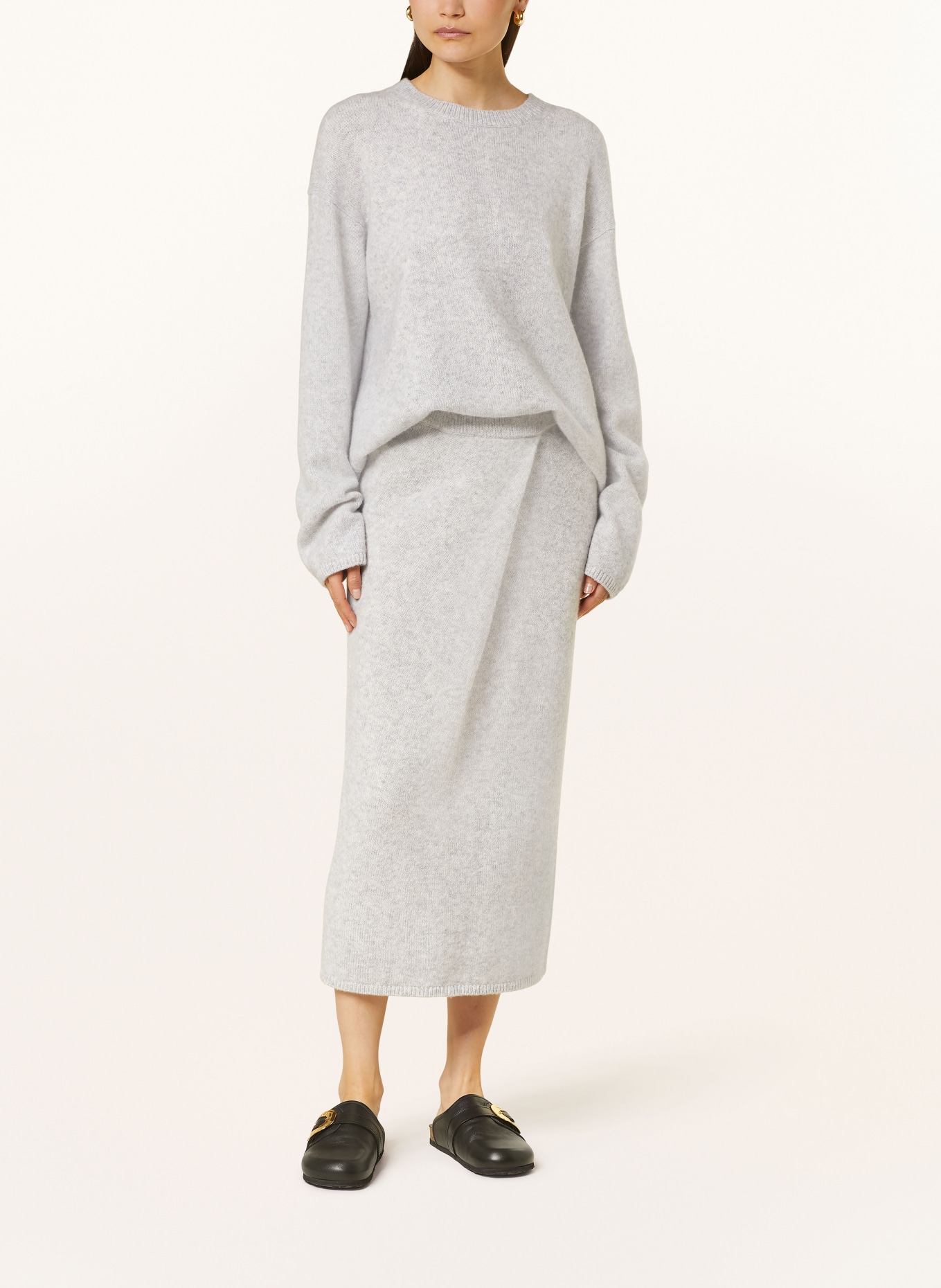 SMINFINITY Cashmere skirt in wrap look, Color: LIGHT GRAY (Image 2)