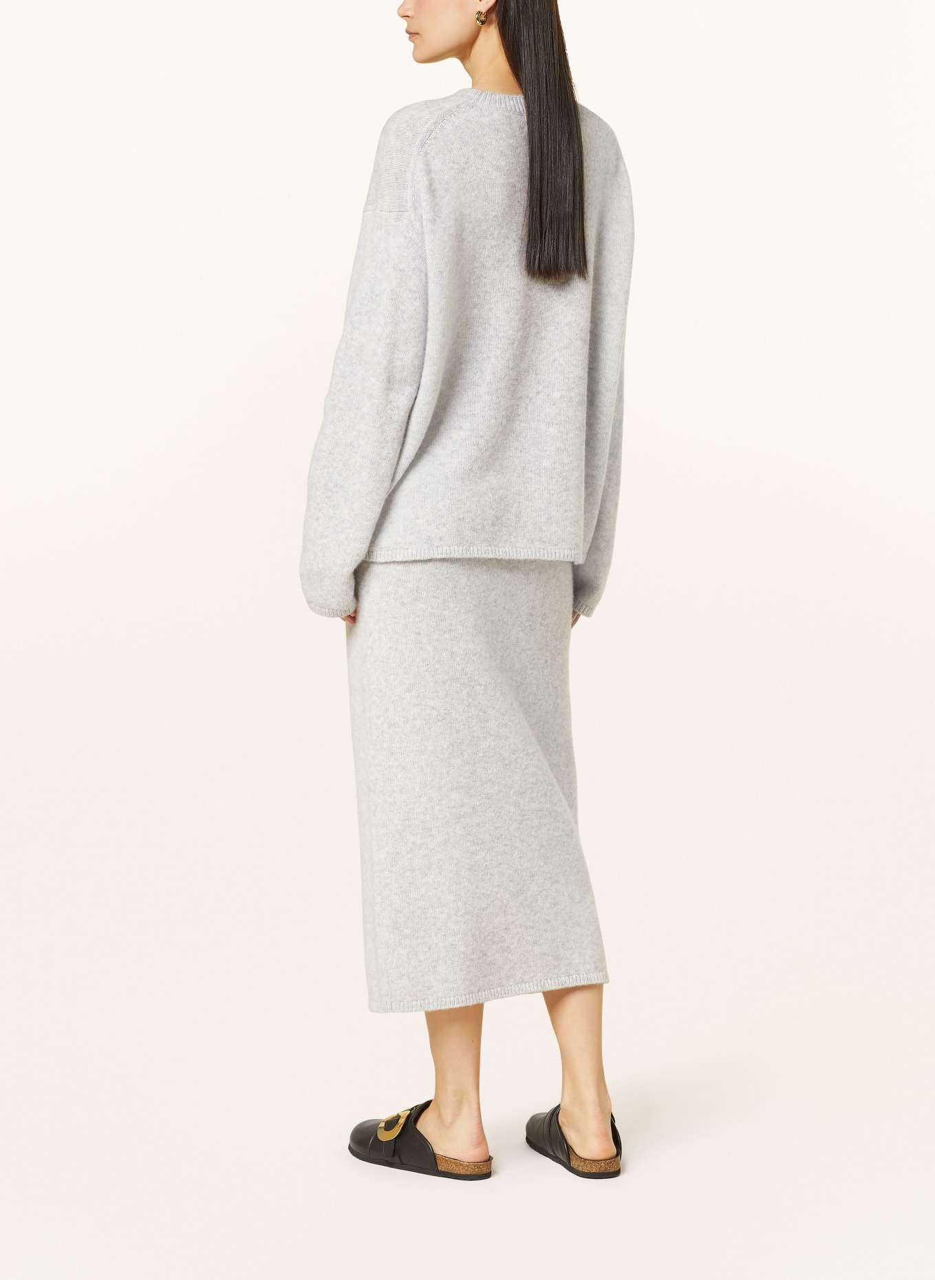 SMINFINITY Cashmere skirt in wrap look, Color: LIGHT GRAY (Image 3)