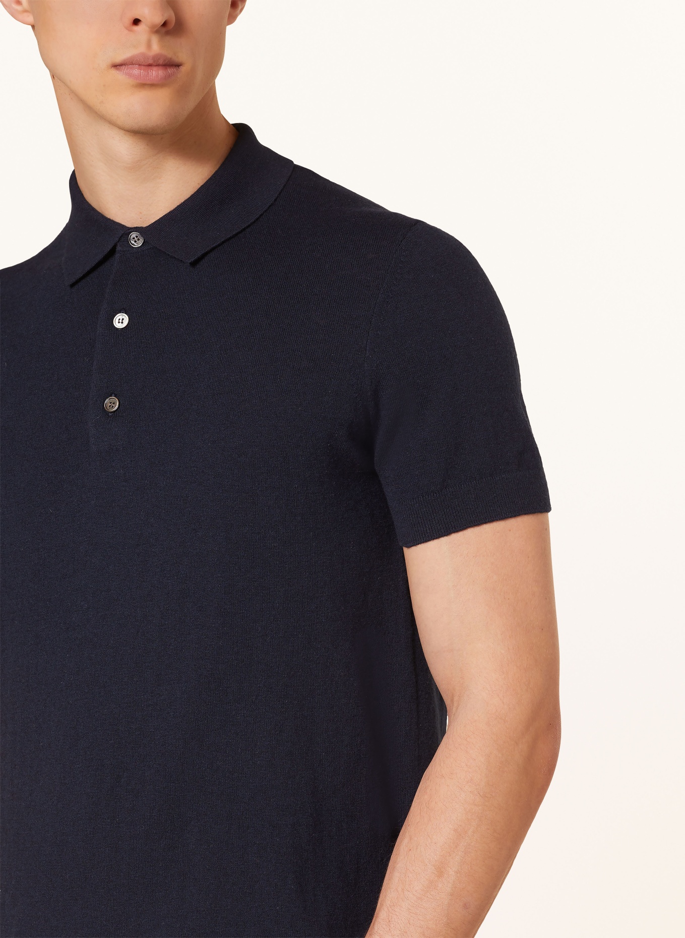 windsor. Knitted polo shirt with cashmere, Color: DARK BLUE (Image 4)