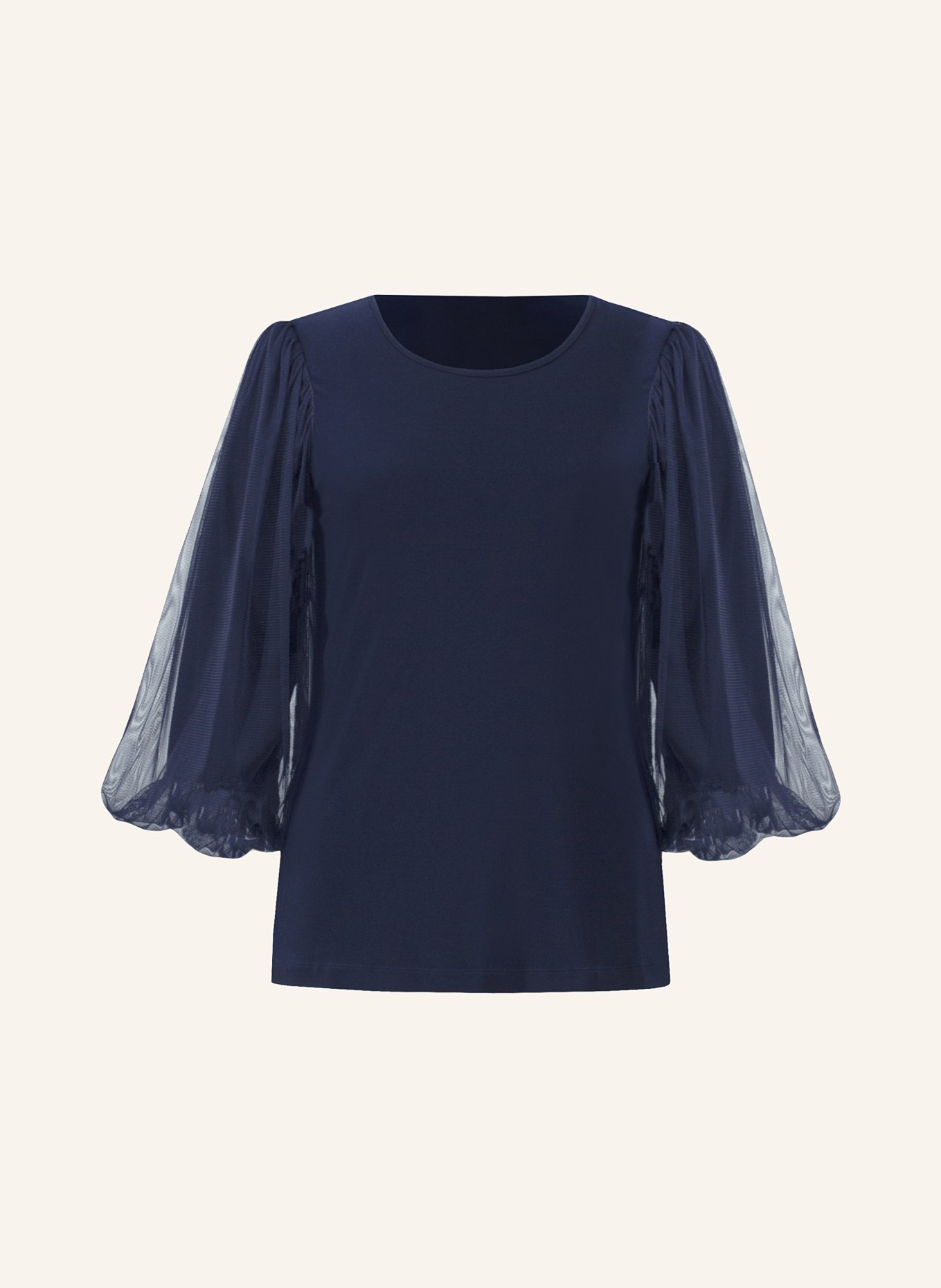Joseph Ribkoff Shirt blouse in mixed materials with 3/4 sleeves, Color: DARK BLUE (Image 1)