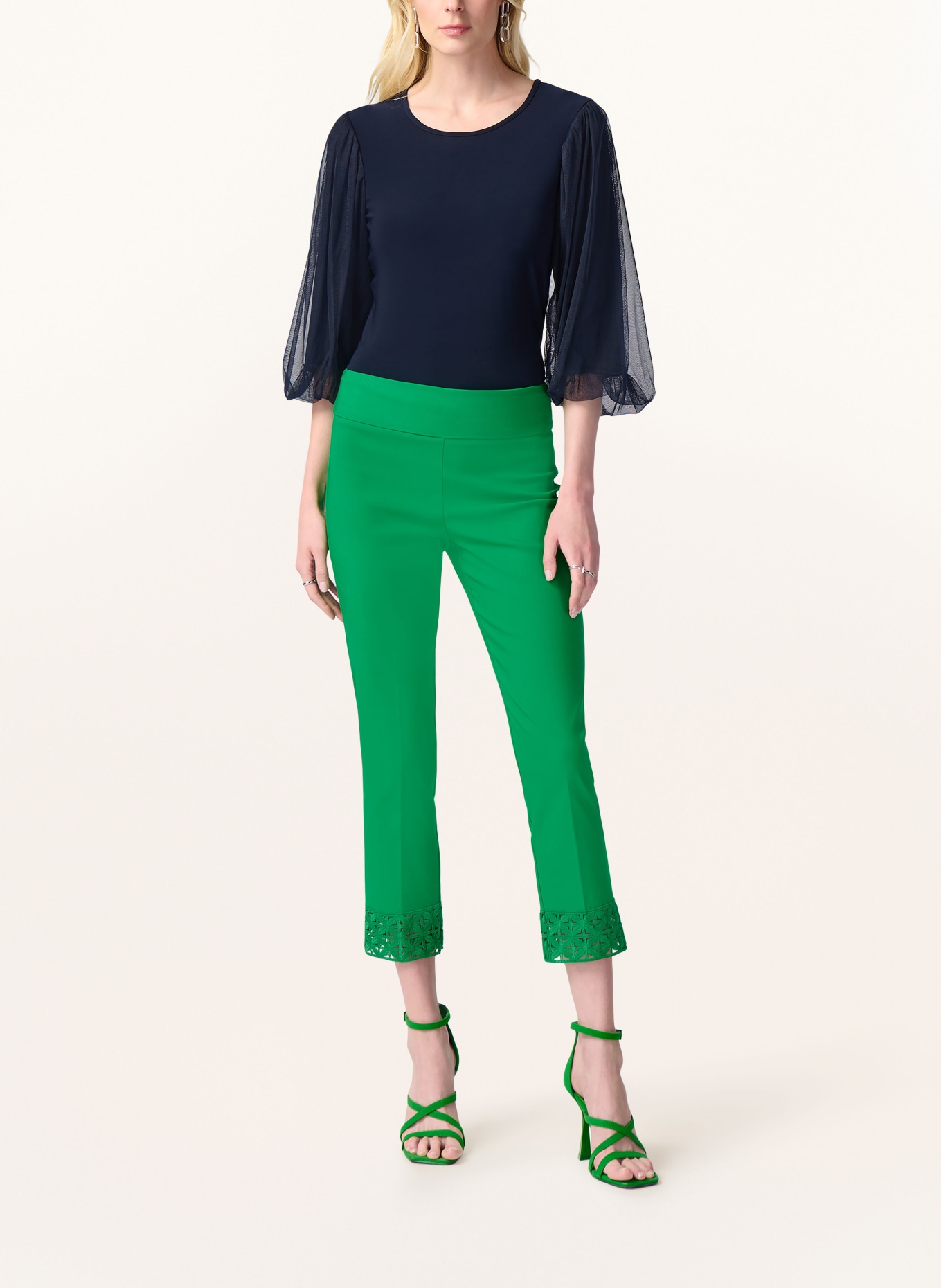Joseph Ribkoff Shirt blouse in mixed materials with 3/4 sleeves, Color: DARK BLUE (Image 2)