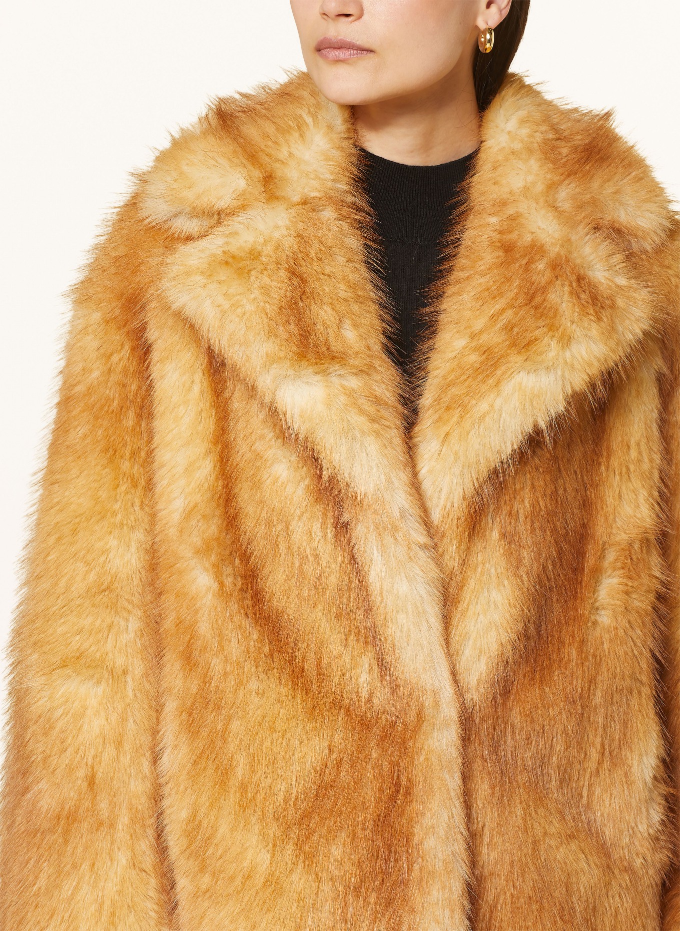 STAND STUDIO Faux fur jacket JANICE in dark yellow/ light yellow