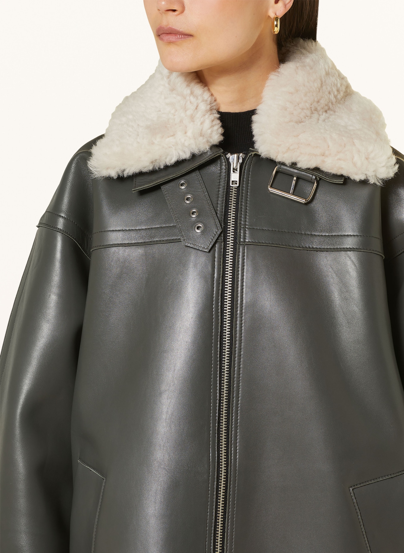 WeiÃŸe Lederjacke Mit Fell STAND STUDIO Lederjacke EMELIA Mit