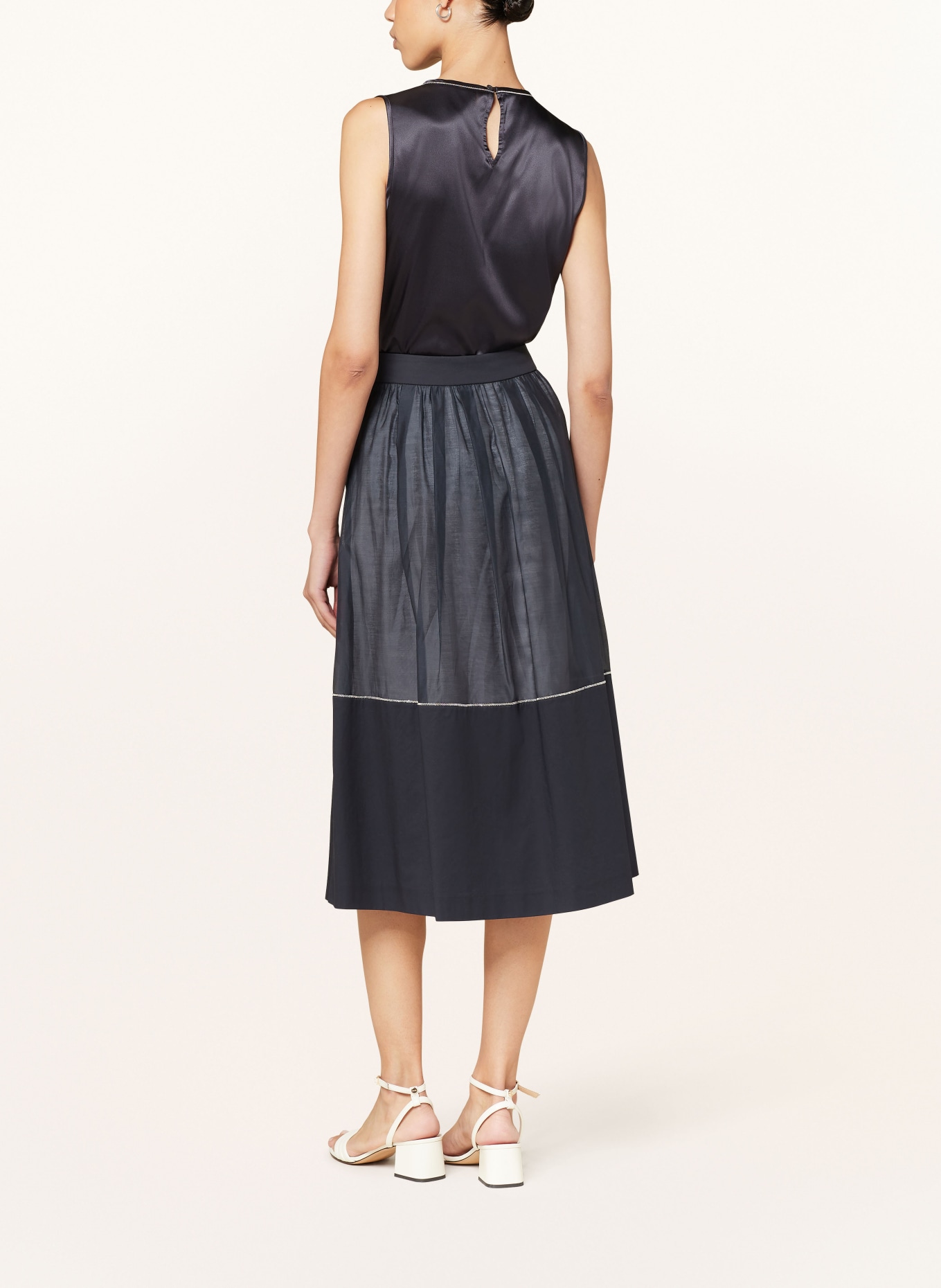 PESERICO Sukně s ozdobnými kamínky, Barva: TMAVĚ MODRÁ (Obrázek 3)