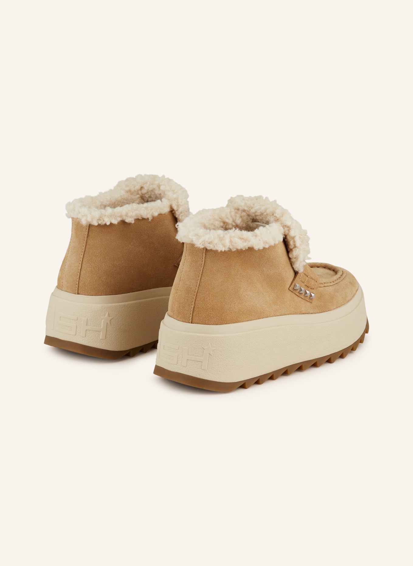 ash Platform Boots MAGIC with rivets in camel