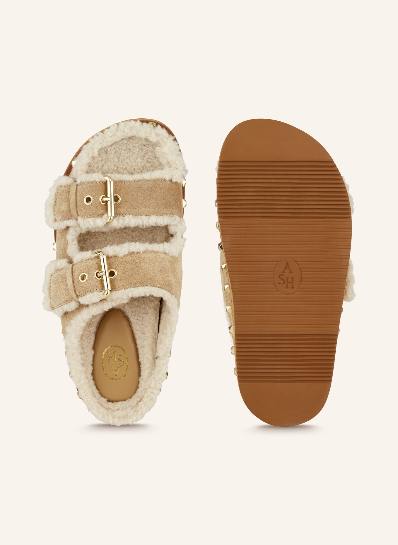 ash Pantoletten UMA mit Nieten: BEIGE