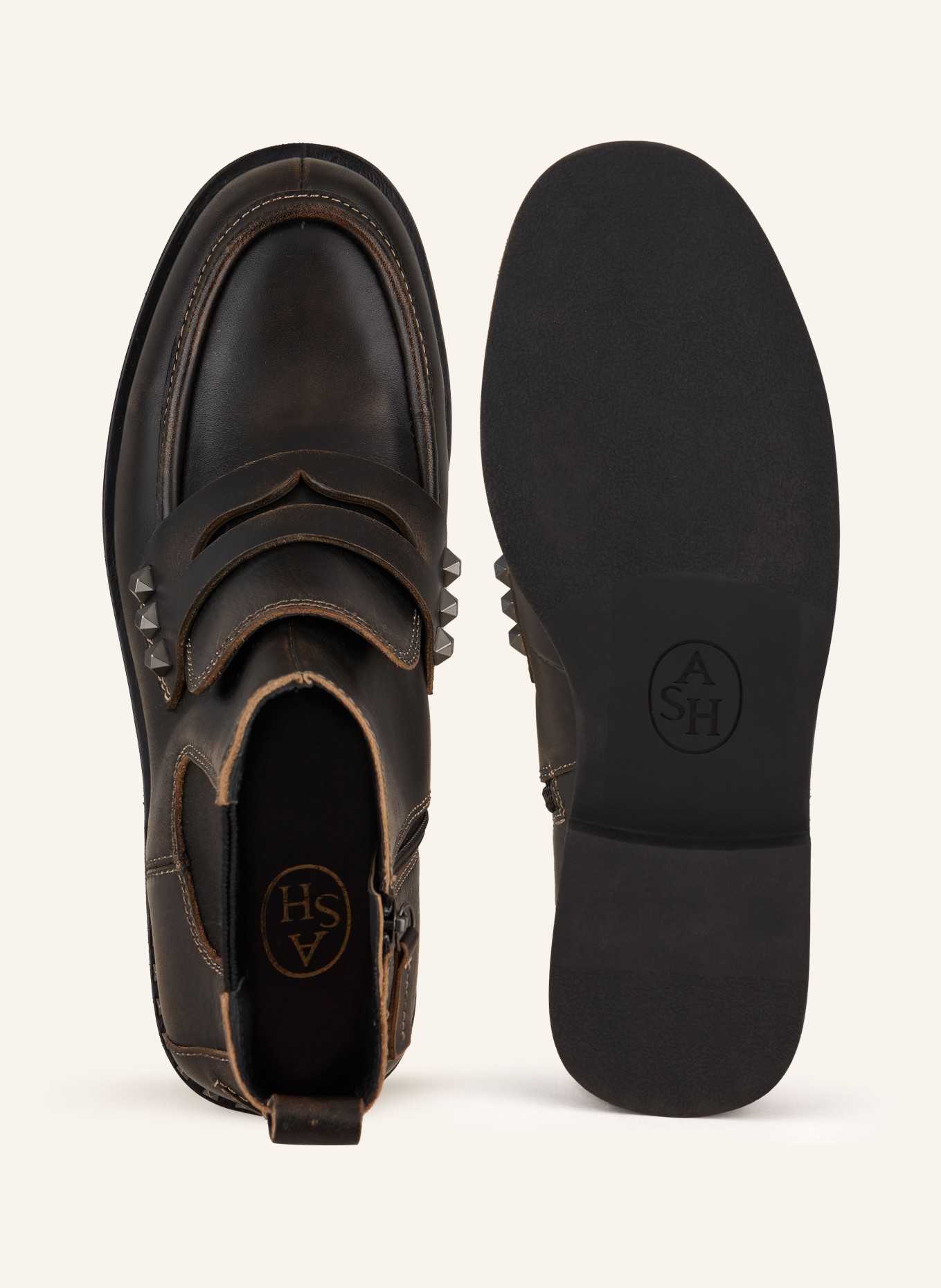 ash Chelsea-Boots WINGS mit Nieten: DUNKELBRAUN