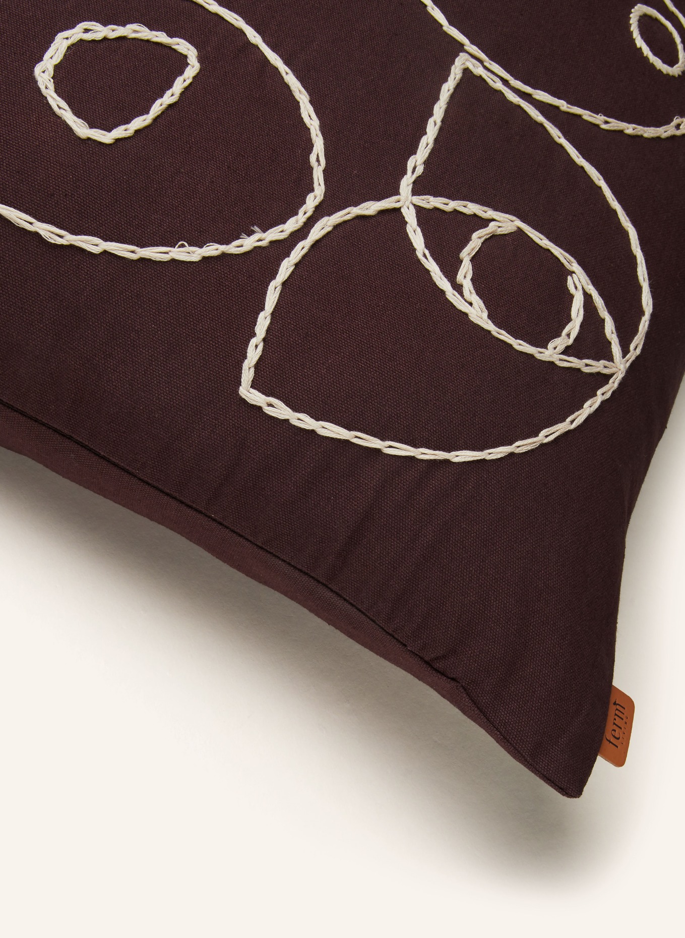 Ferm LIVING Decorative cushion FIGURE with down filling, Color: DARK BROWN/ ECRU (Image 3)