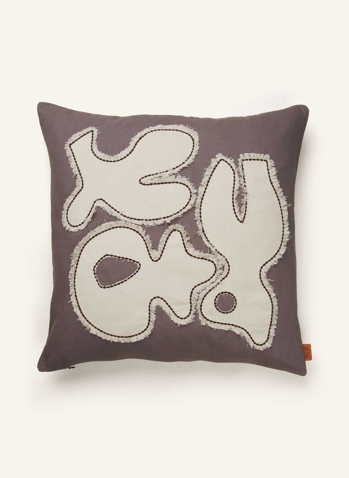 Ferm LIVING Decorative cushion FIGURE with down filling, Color: GRAY/ ECRU (Image 1)