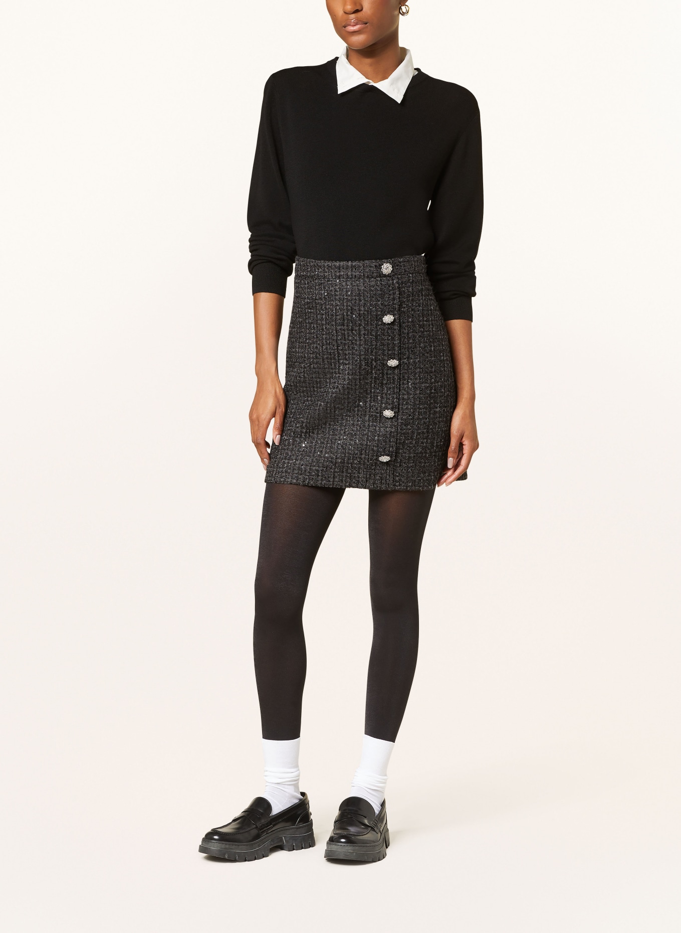 SEDUCTIVE Tweed-Rock JENNY mit Pailletten: DUNKELGRAU / GRAU