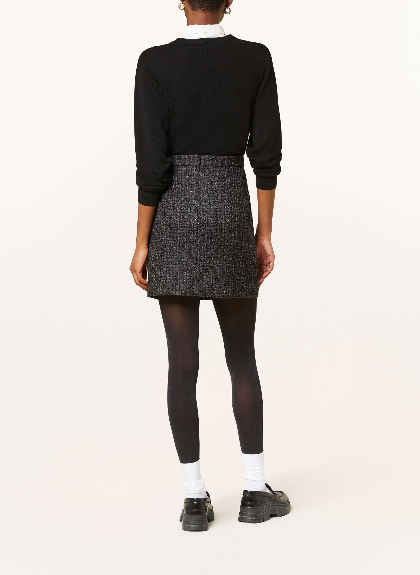 SEDUCTIVE Tweed-Rock JENNY mit Pailletten: DUNKELGRAU / GRAU