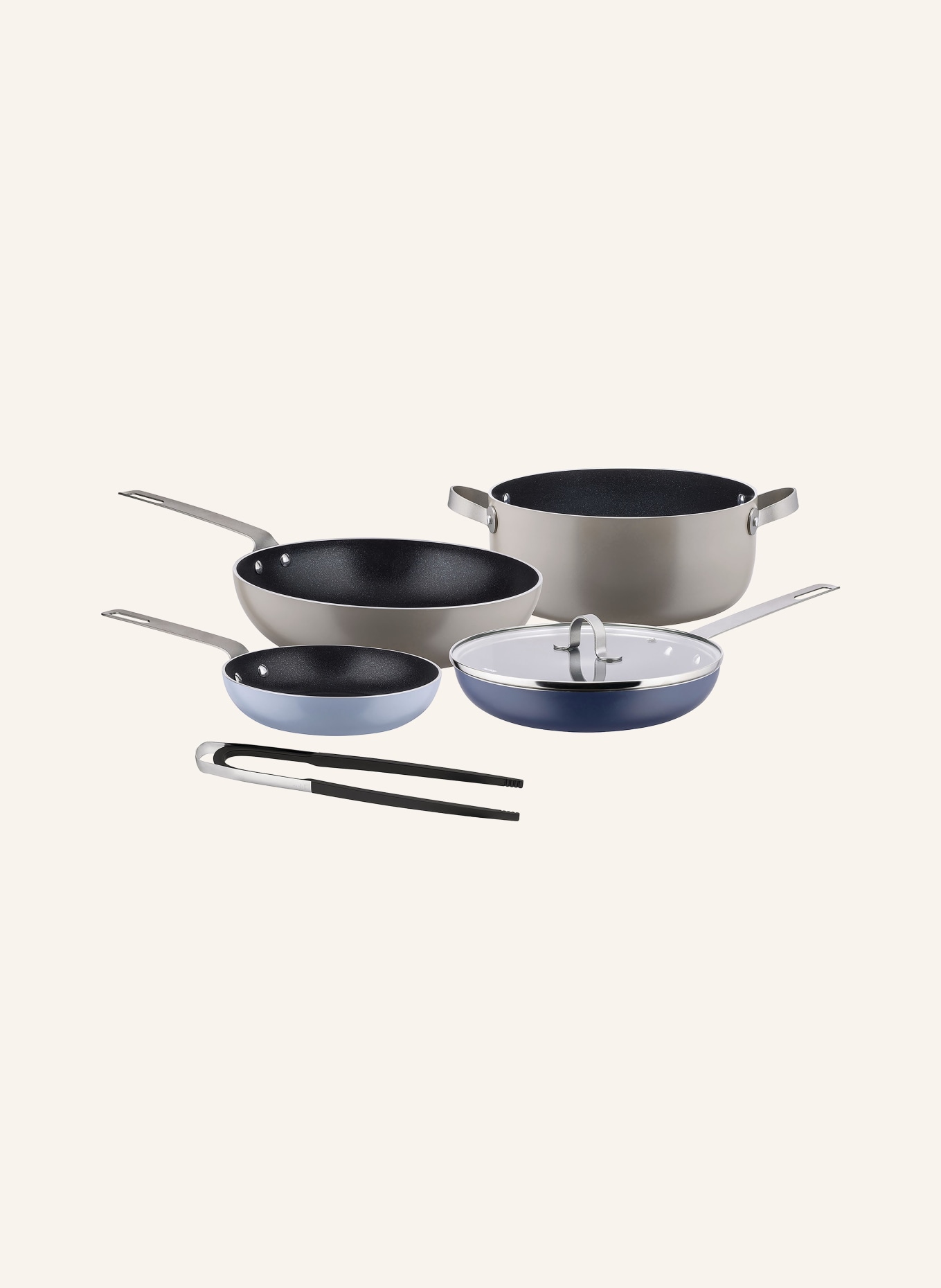 ALESSI 6-piece Cookware set TAMA/DOMENICA, Color: GRAY/ BLUE GRAY (Image 1)