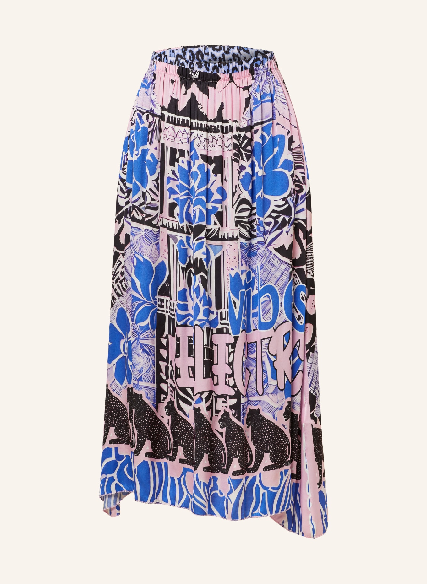miss goodlife Pleated skirt in satin, Color: BLUE/ LIGHT PINK/ BLACK (Image 1)