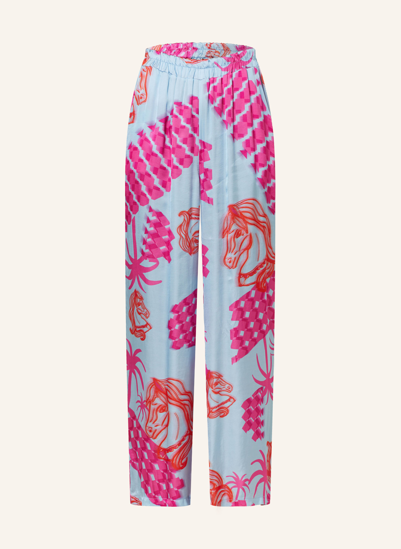 miss goodlife Trousers, Color: PINK/ LIGHT BLUE (Image 1)
