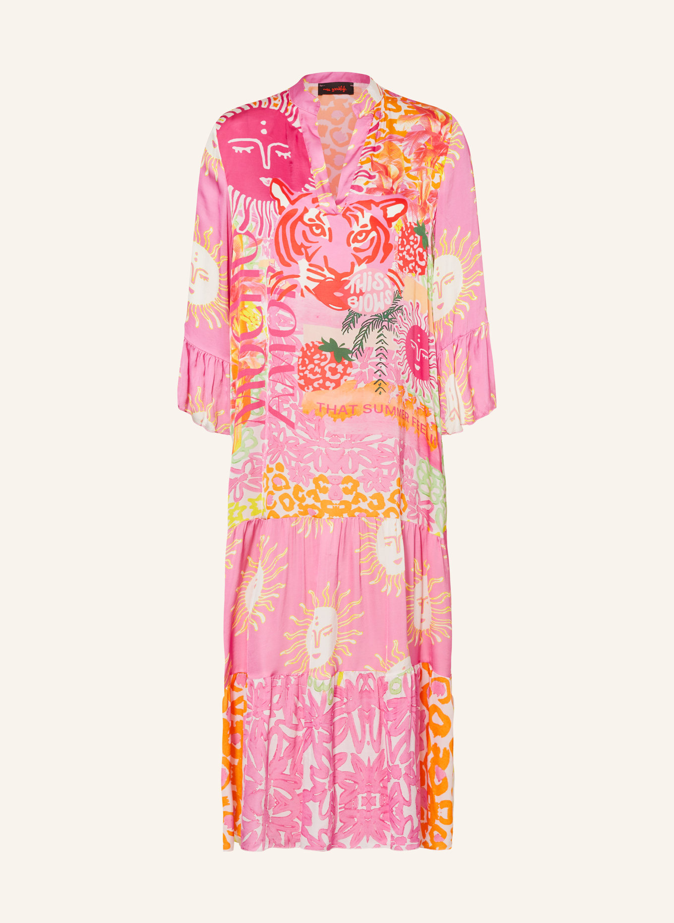 miss goodlife Satin dress, Color: PINK/ PINK/ ORANGE (Image 1)