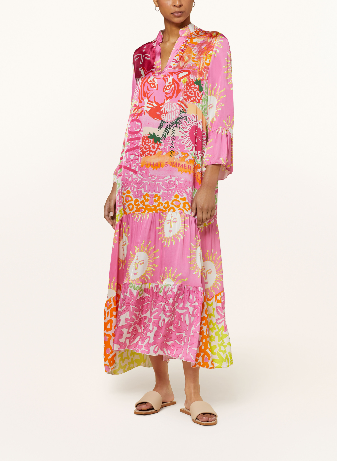 miss goodlife Satin dress, Color: PINK/ PINK/ ORANGE (Image 2)