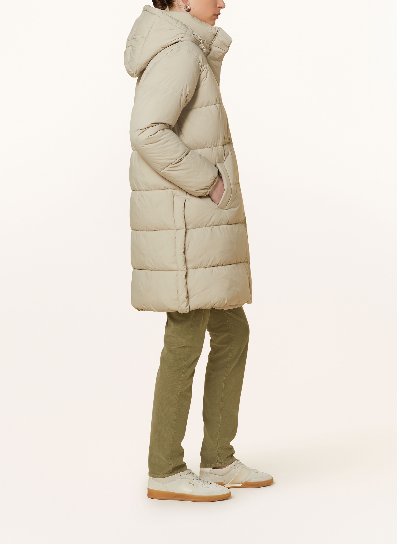 Herrlicher Steppmantel JACI mit abnehmbarer Kapuze: BEIGE