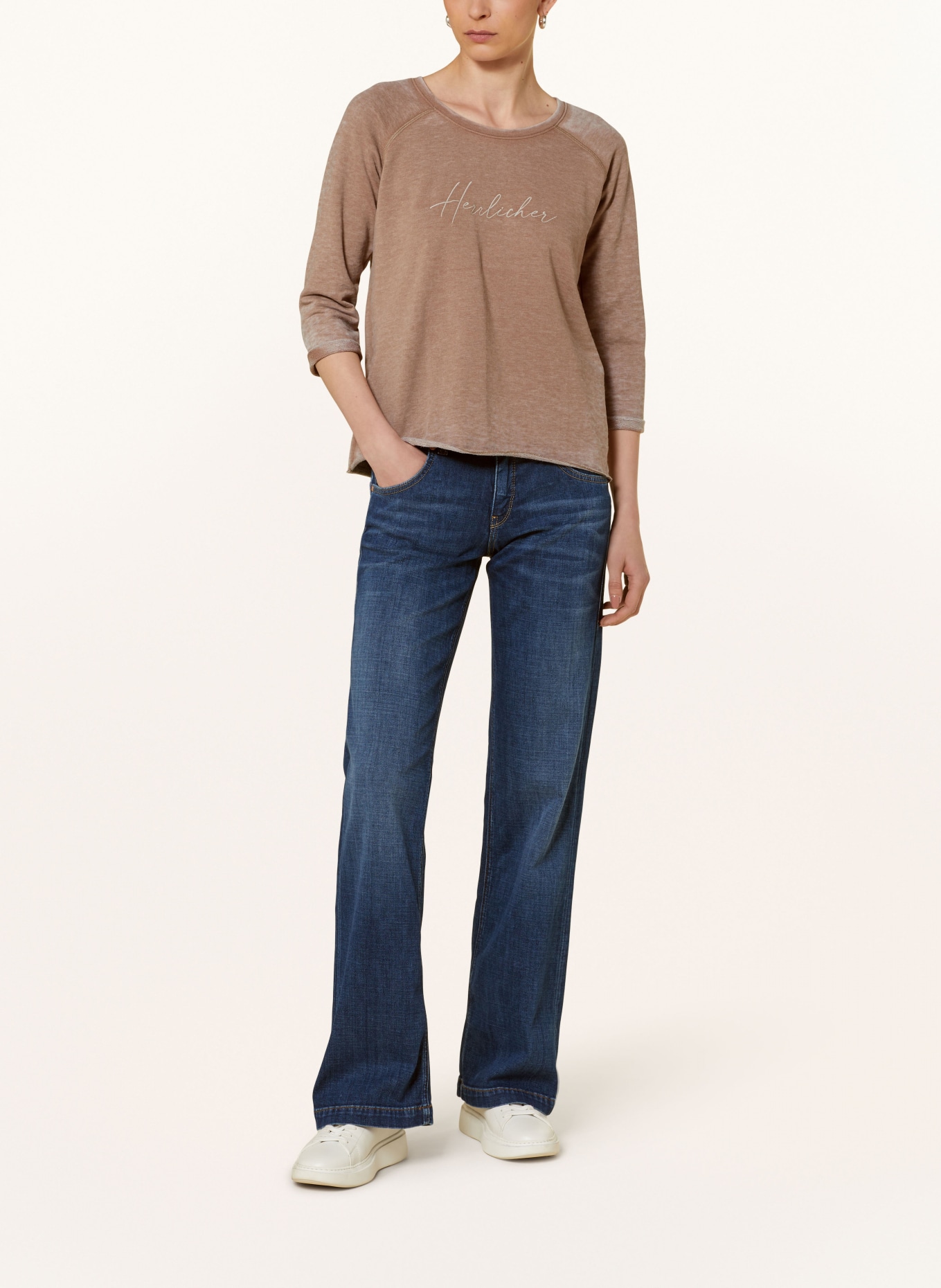 Herrlicher Sweatshirt ANGELIKA mit 3/4-Arm, Farbe: TAUPE (Bild 2)