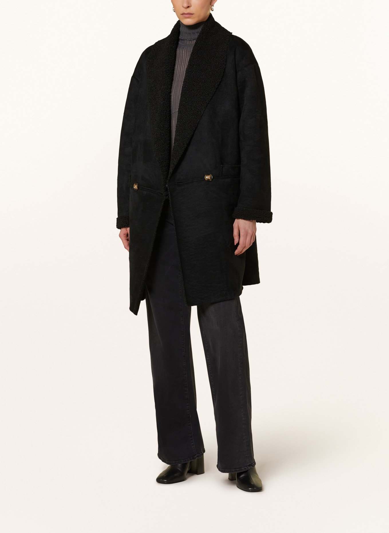 Herrlicher Coat TIADA in leather look with teddy fleece, Color: BLACK (Image 2)