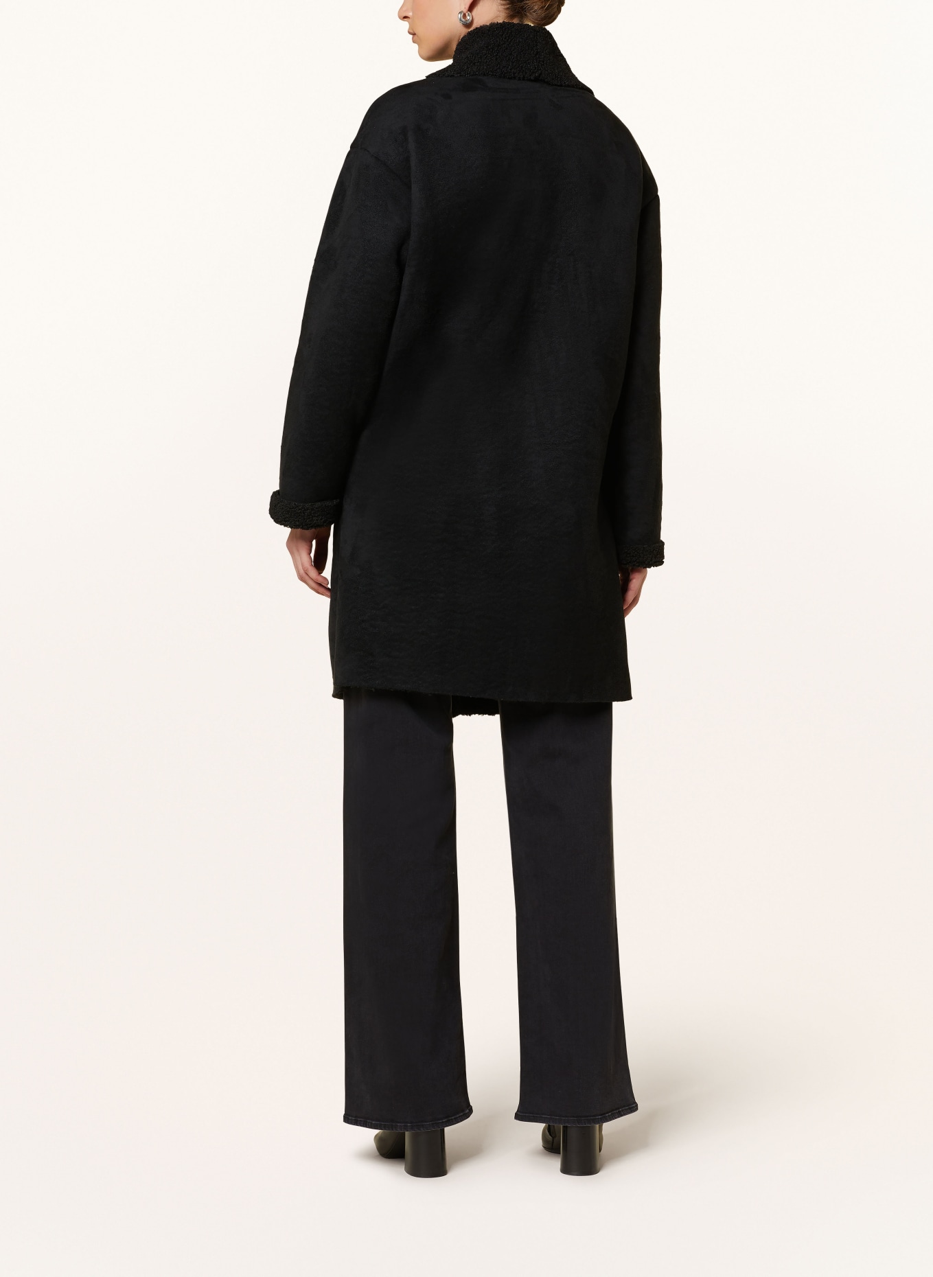 Herrlicher Coat TIADA in leather look with teddy fleece, Color: BLACK (Image 3)