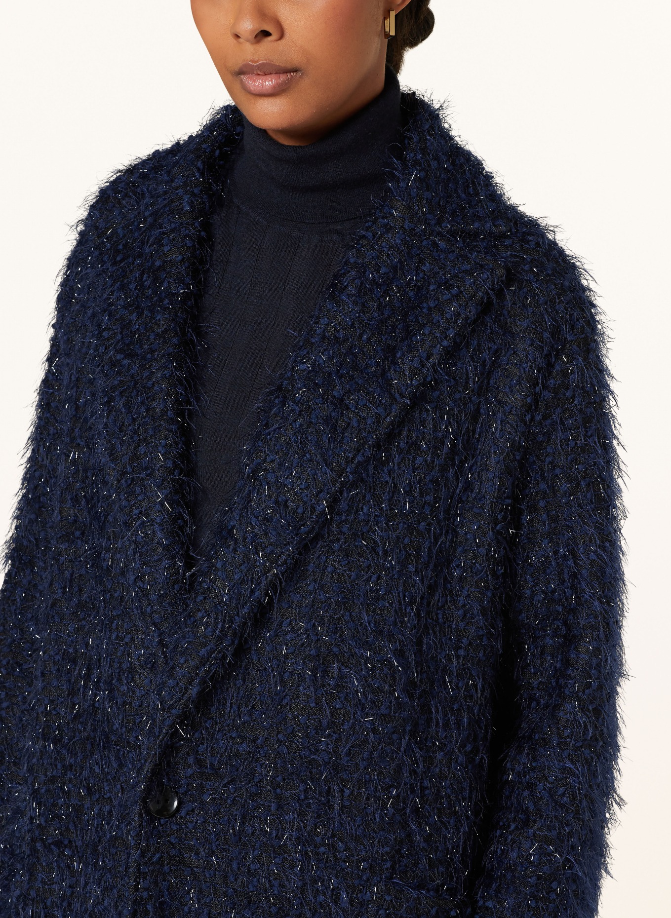 Navy boucle coat new arrivals