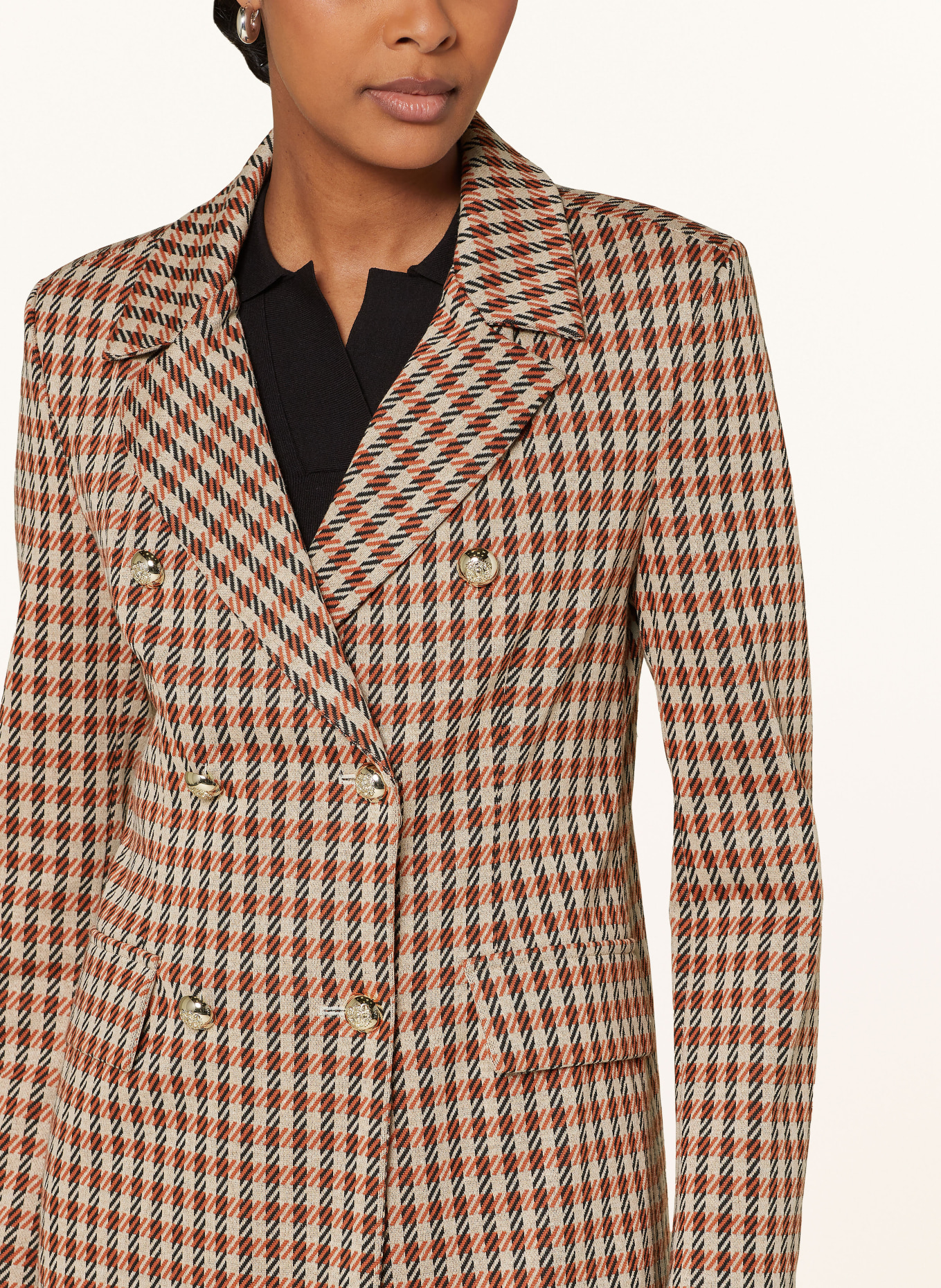 SEM PER LEI Long blazer in jersey in orange camel black