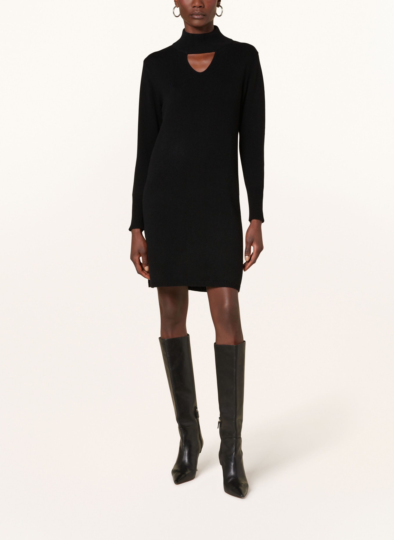 SEM PER LEI Knit dress with cut-out and cashmere, Color: BLACK (Image 2)