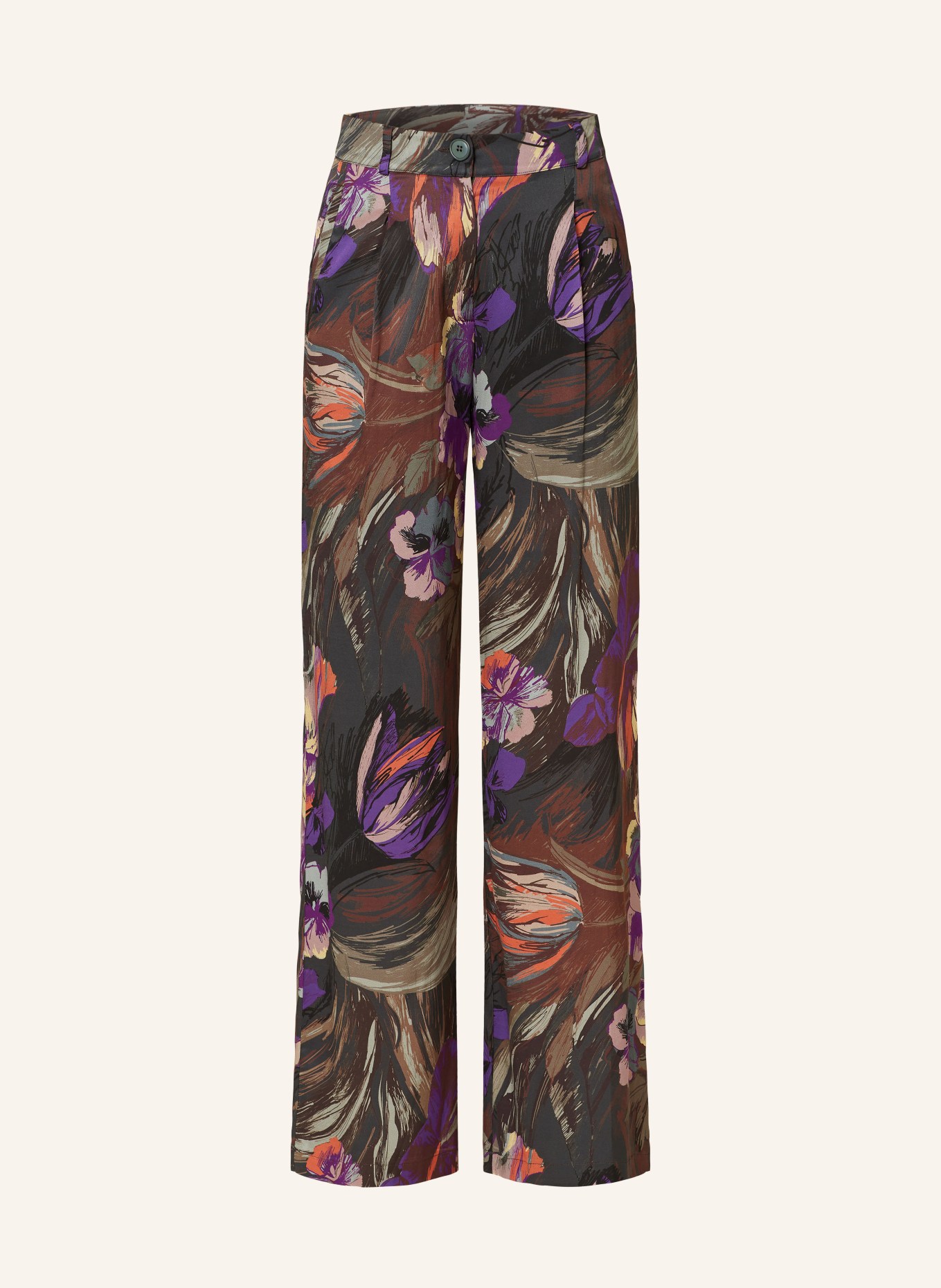 SEM PER LEI Wide leg trousers, Color: BROWN/ PURPLE/ CREAM (Image 1)