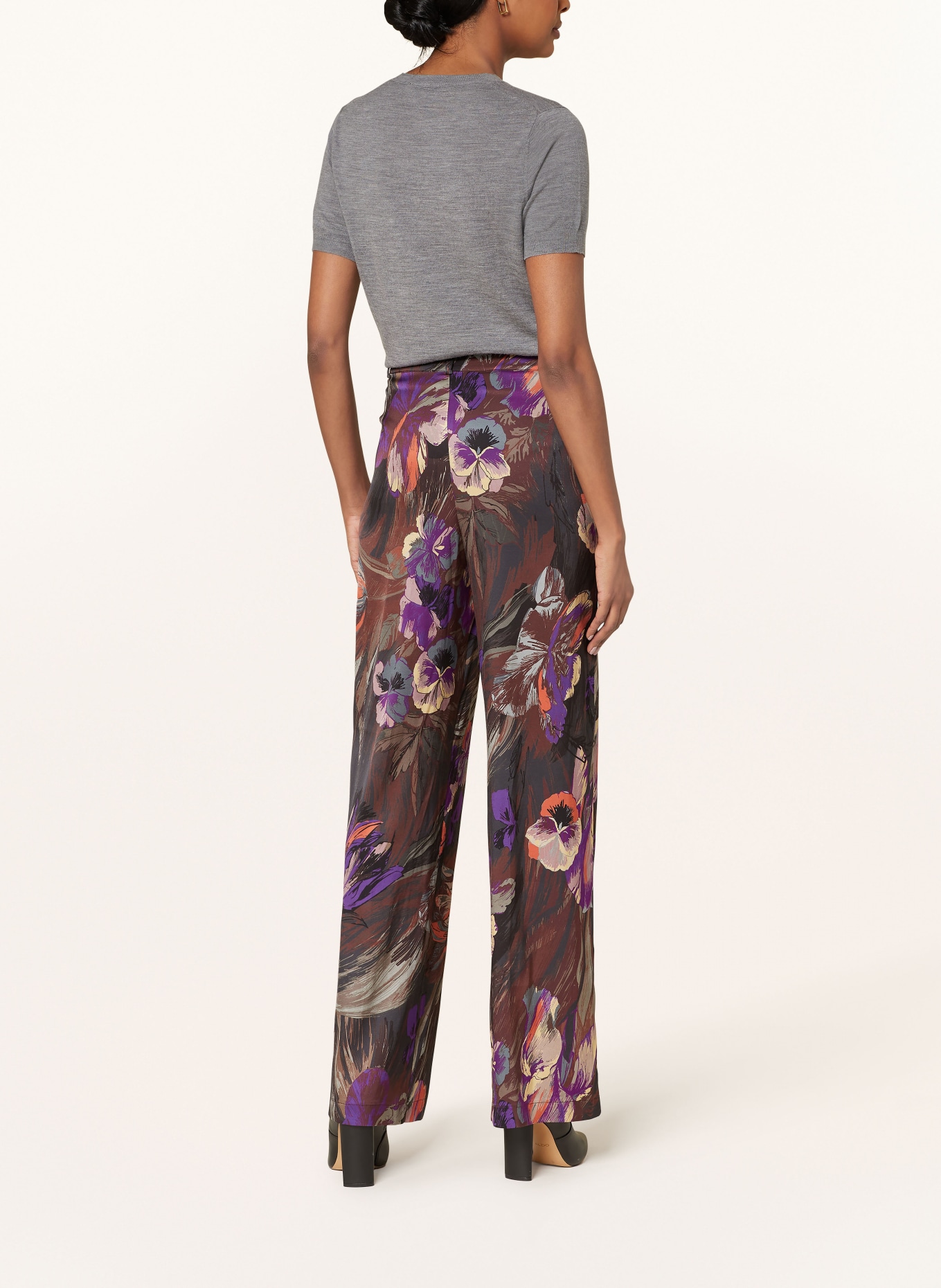 SEM PER LEI Wide leg trousers, Color: BROWN/ PURPLE/ CREAM (Image 3)