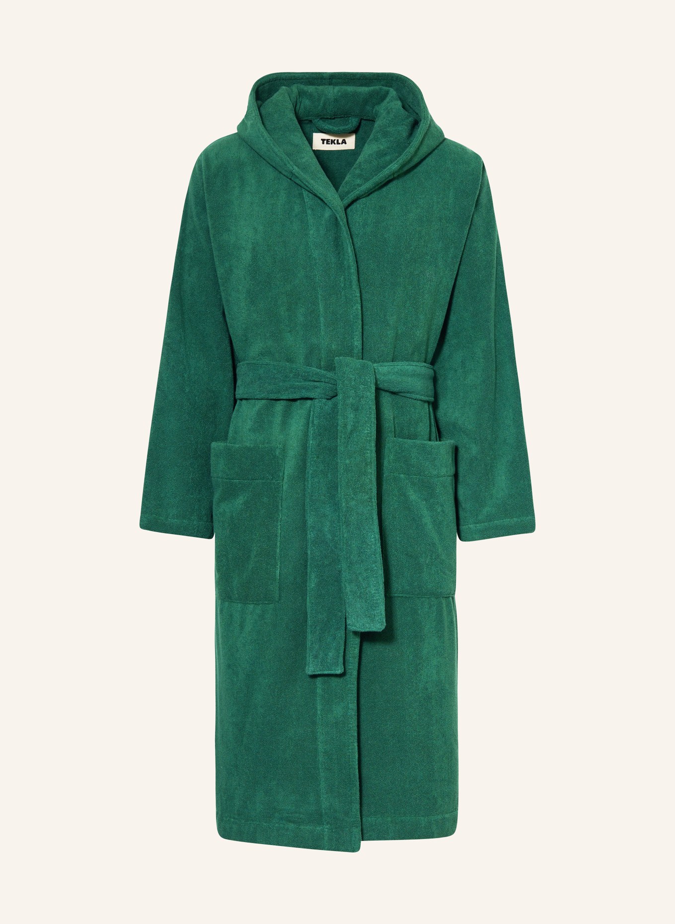 TEKLA Unisex bathrobe TEAL with hood, Color: DARK GREEN (Image 1)