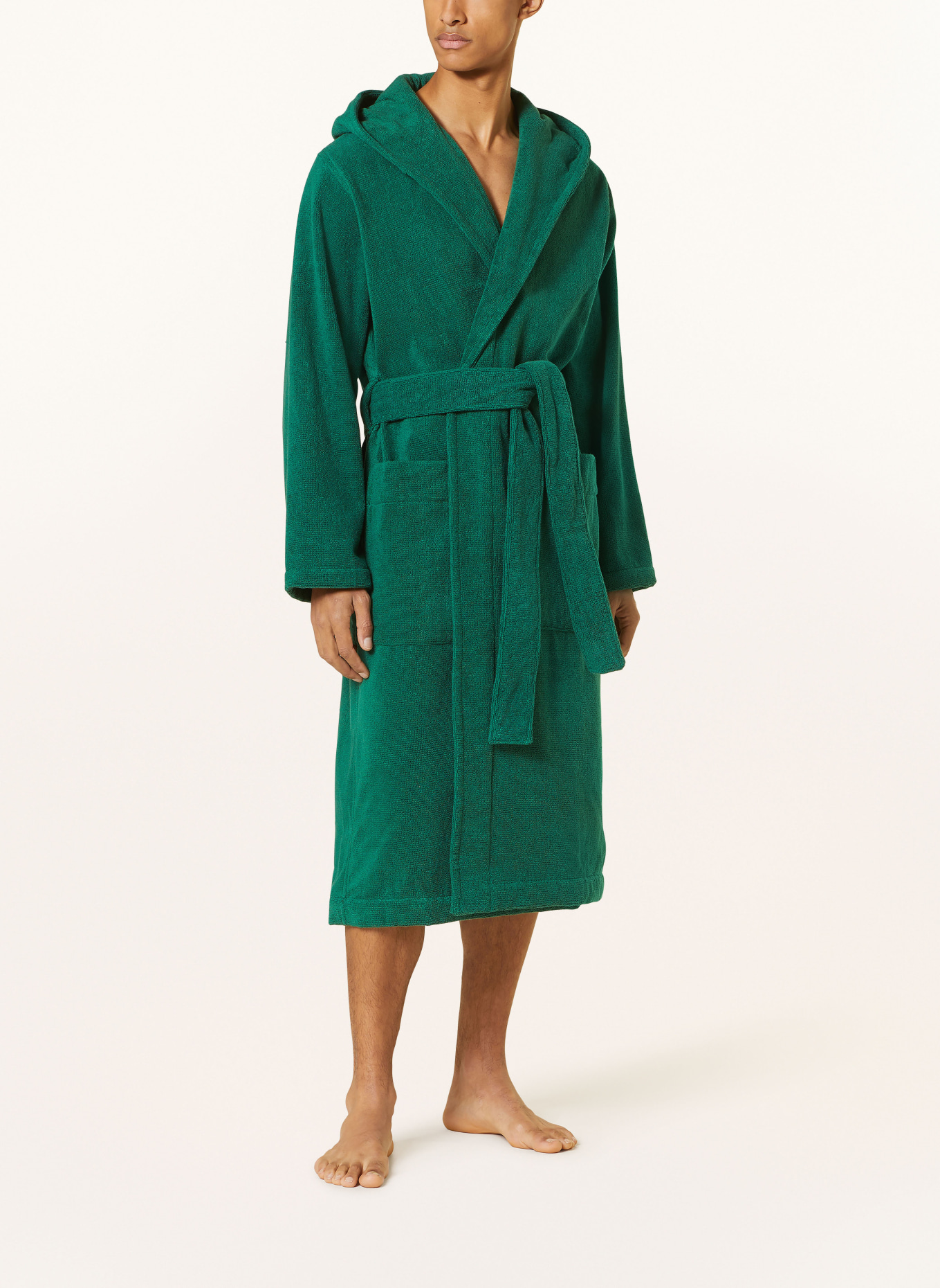 TEKLA Unisex bathrobe TEAL with hood, Color: DARK GREEN (Image 2)