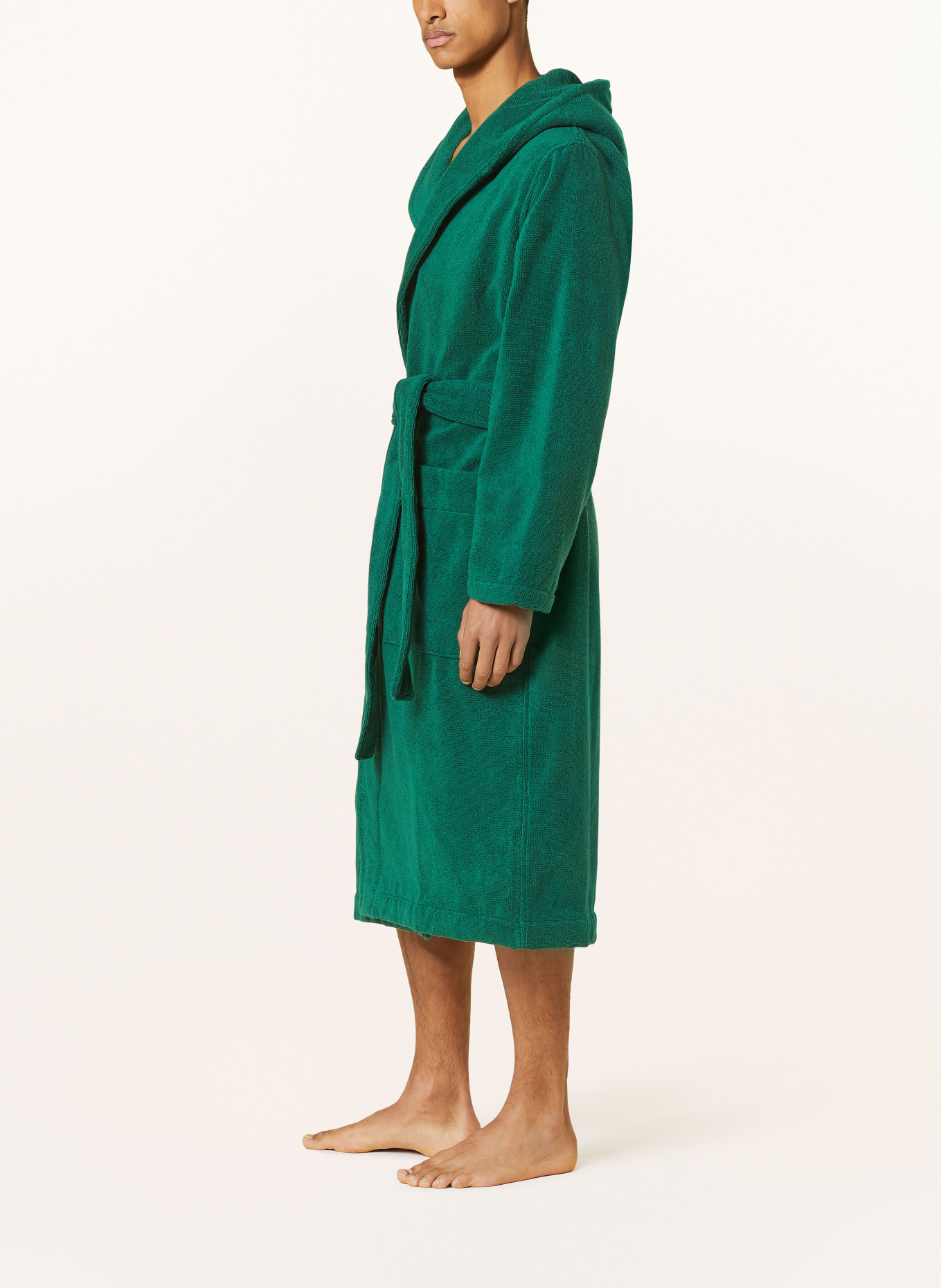 TEKLA Unisex bathrobe TEAL with hood, Color: DARK GREEN (Image 4)