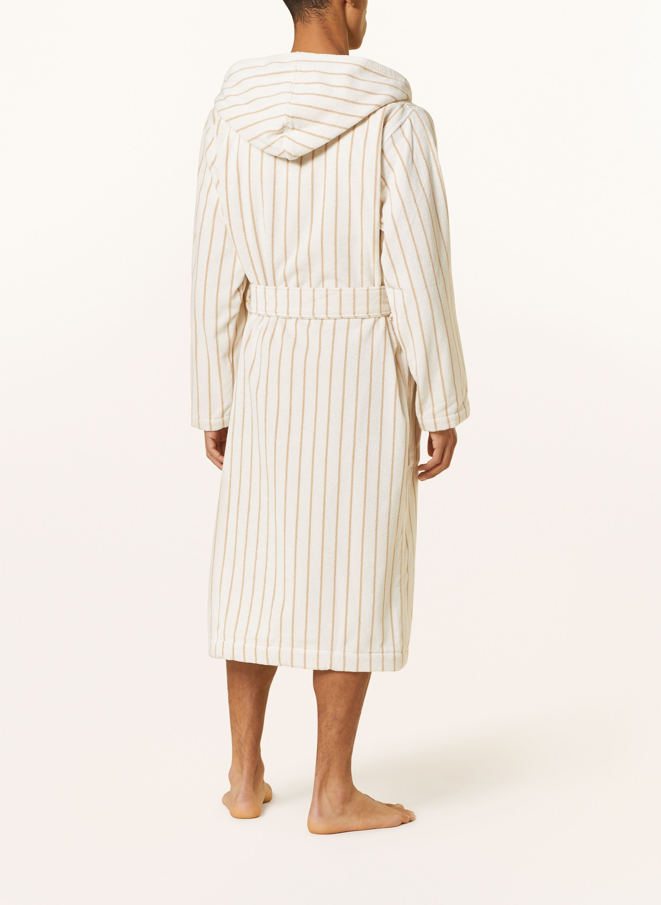 TEKLA Unisex bathrobe SIENNA with hood, Color: ECRU/ BROWN (Image 3)