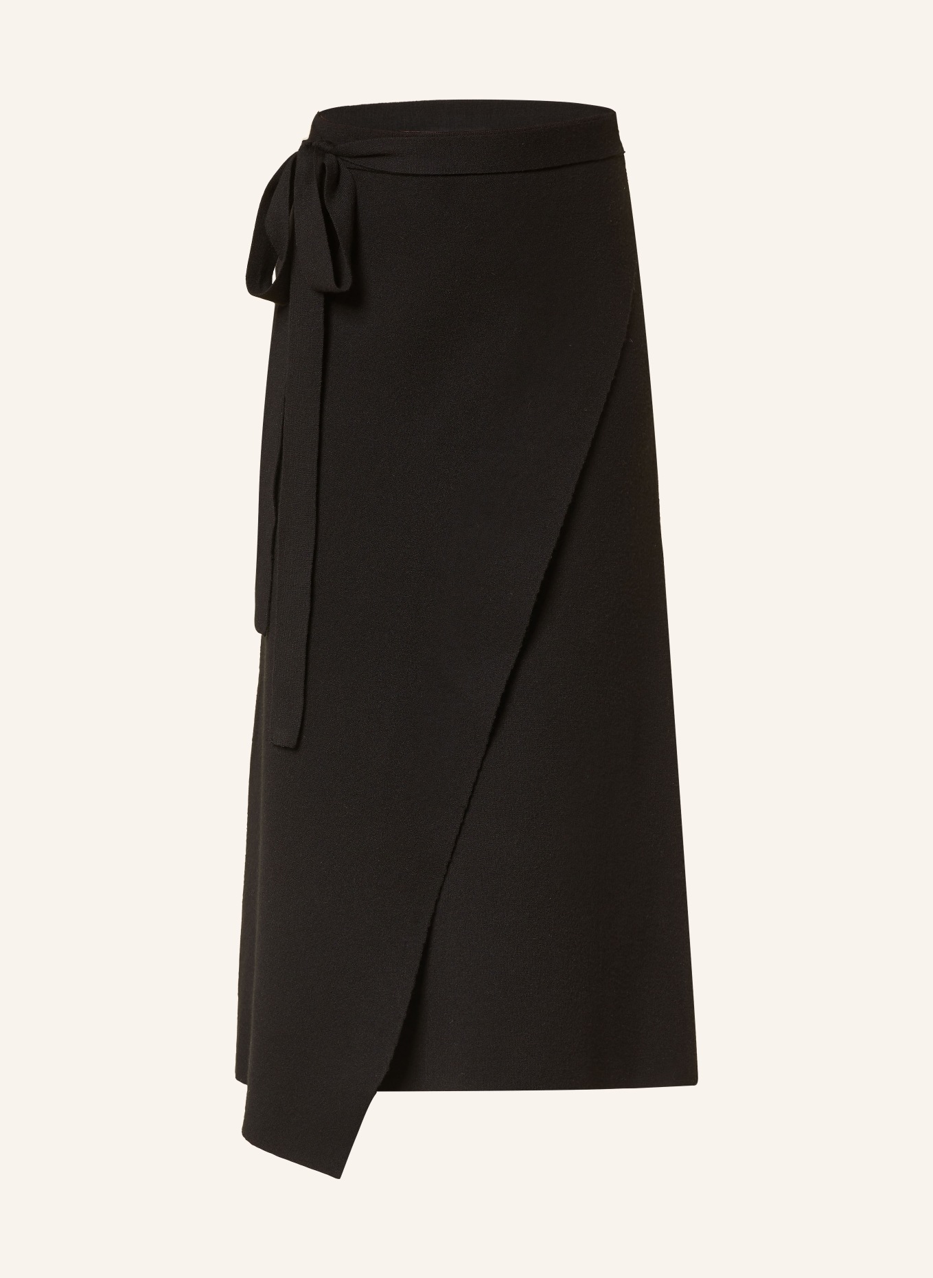 MSCH COPENHAGEN Spódnica z dzianiny MSCHKARITTE EAST w stylu kopertowym, Kolor: CZARNY (Obrazek 1)