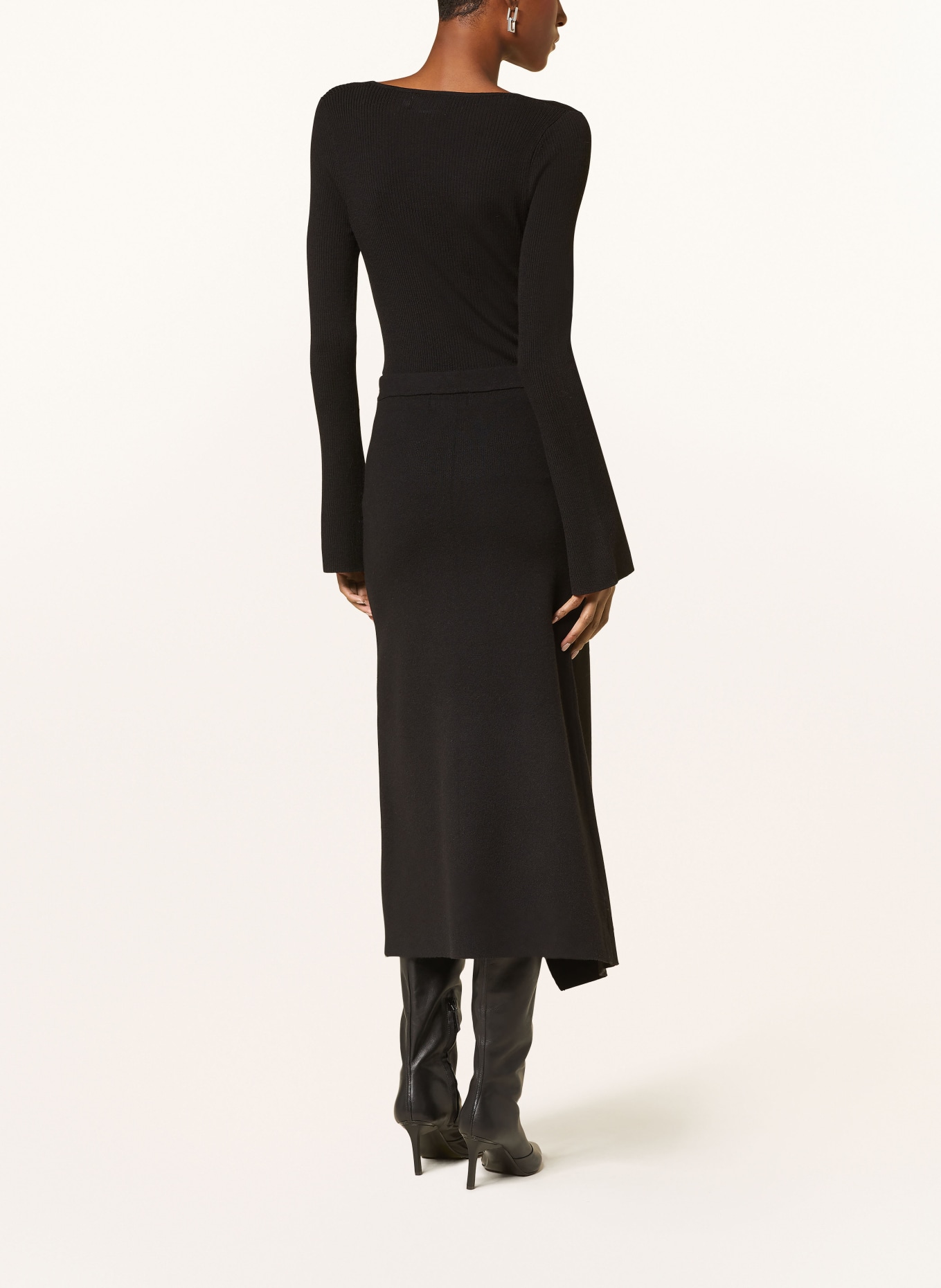 MSCH COPENHAGEN Spódnica z dzianiny MSCHKARITTE EAST w stylu kopertowym, Kolor: CZARNY (Obrazek 3)