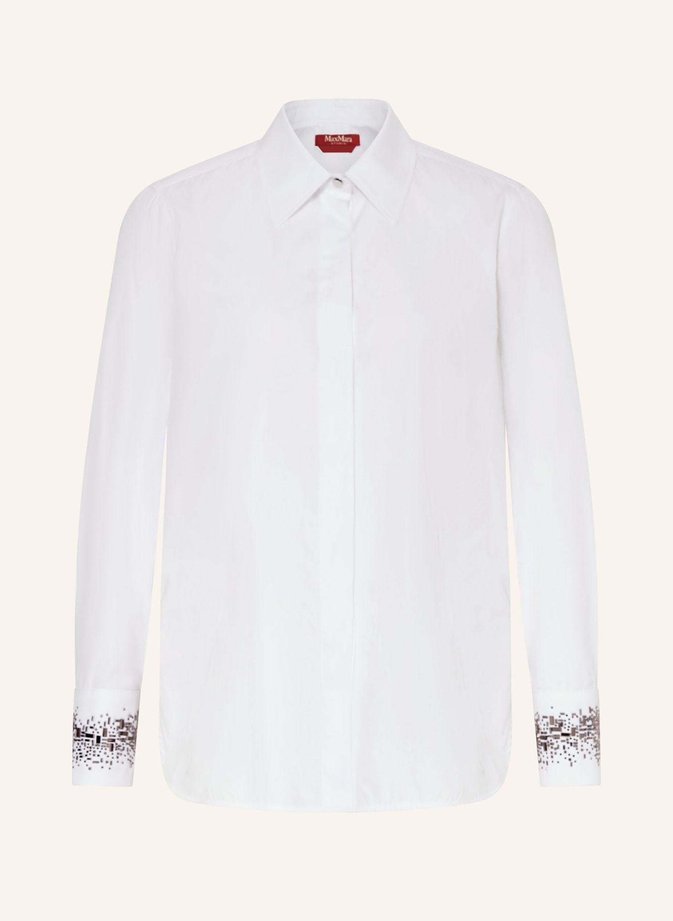 Max Mara STUDIO Shirt blouse QUEVA with decorative gems, Color: WHITE (Image 1)