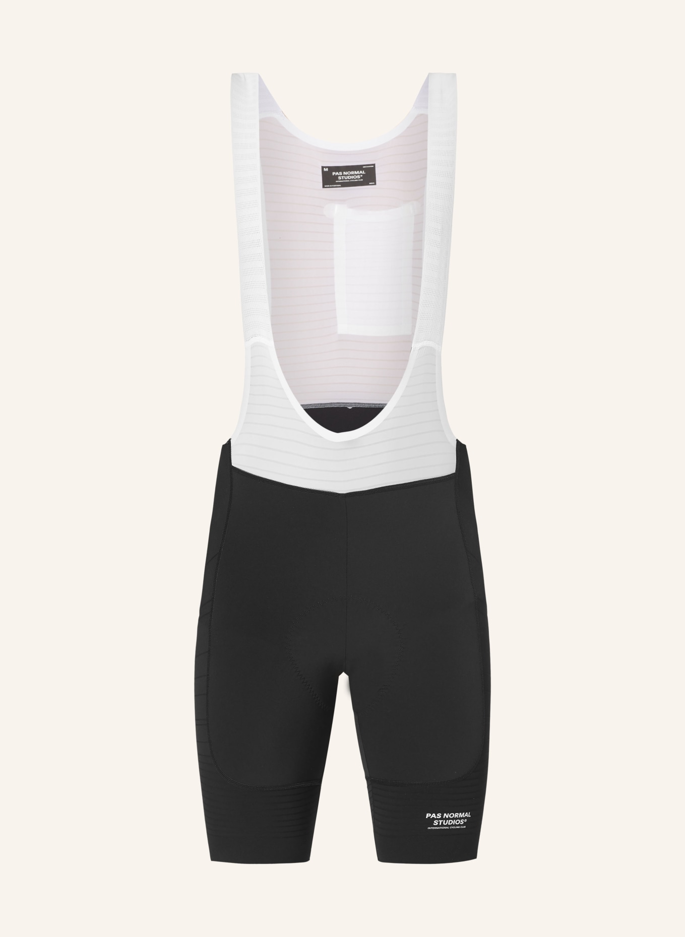 PAS NORMAL STUDIOS Spodenki kolarskie MECHANISM PRO z szelkami i wyściełaną wkładką: CZARNY / BIAŁY