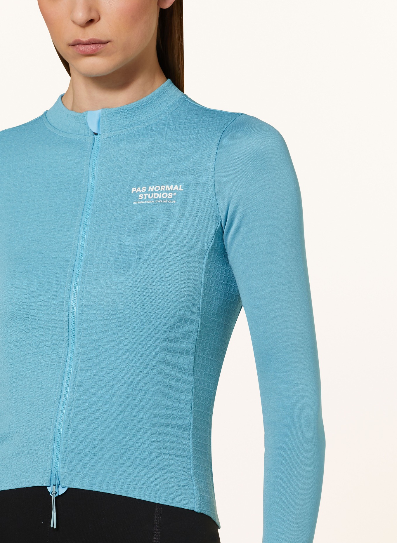 PAS NORMAL STUDIOS Cycling jersey ESCAPISM WOOL JERSEY, Color: LIGHT BLUE (Image 4)