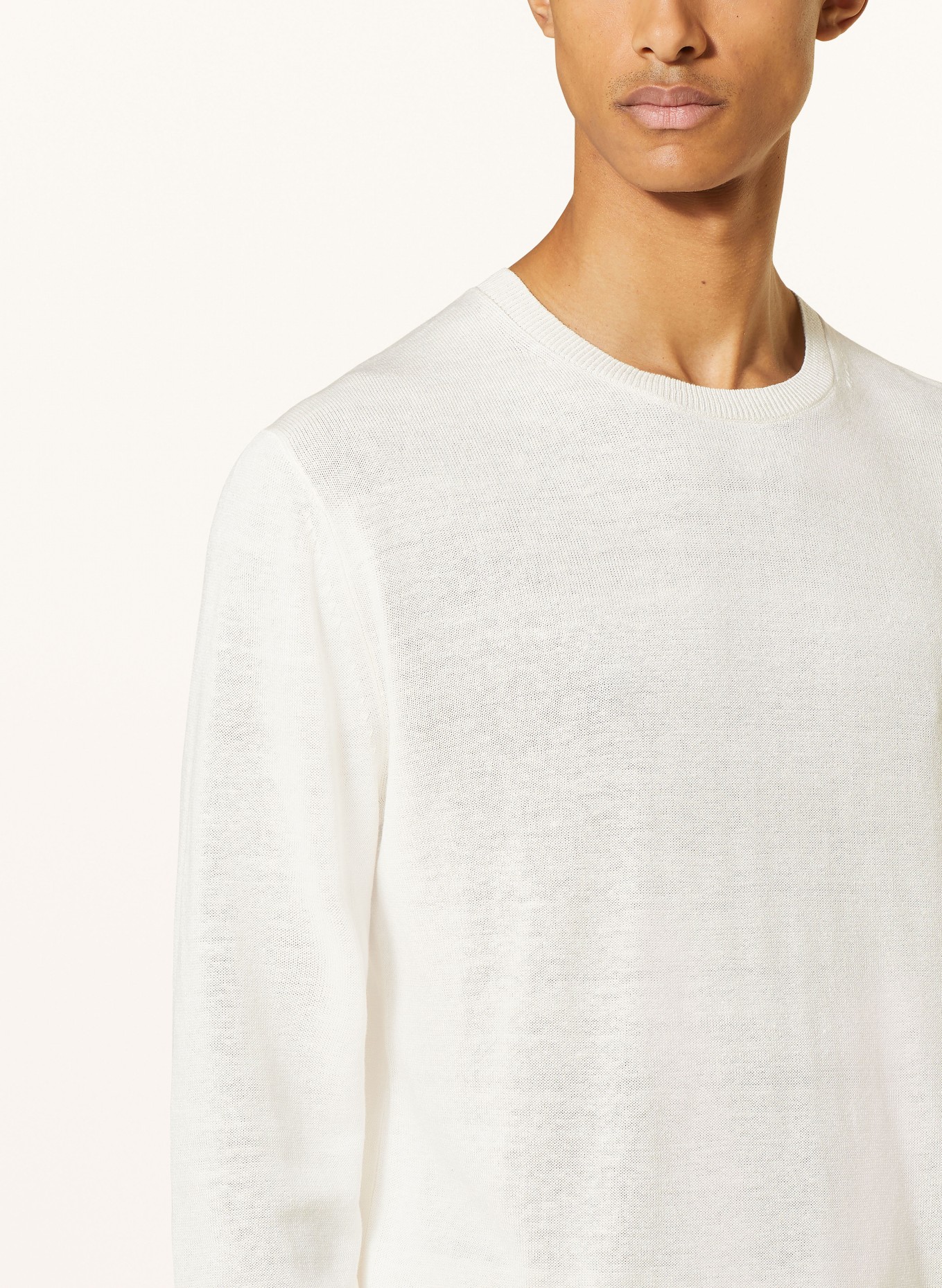 Calvin Klein Sweter z dodatkiem lnu i jedwabiu, Kolor: KREMOWY (Obrazek 4)