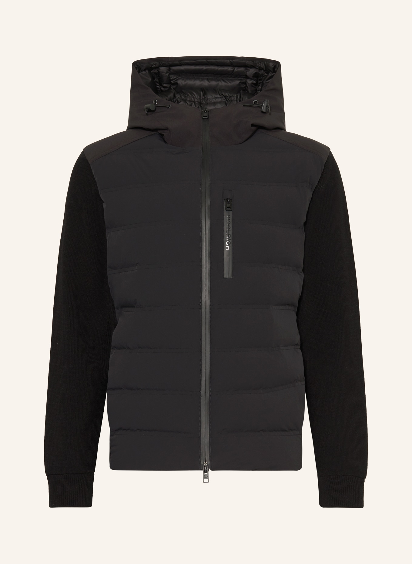 WOOLRICH BERING lightweight down jacket in a mix of materials: BLACK