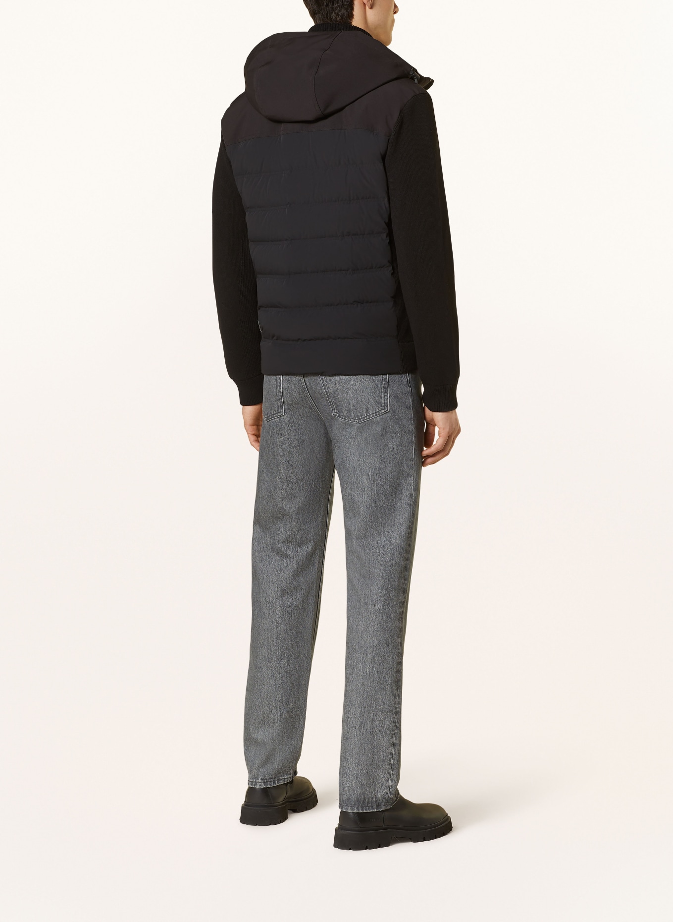 WOOLRICH BERING lightweight down jacket in a mix of materials: BLACK