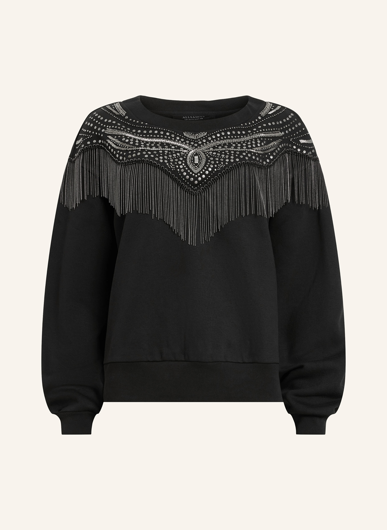 ALLSAINTS Sweatshirt WINONA JAINE with rivets, Color: BLACK/ SILVER (Image 1)