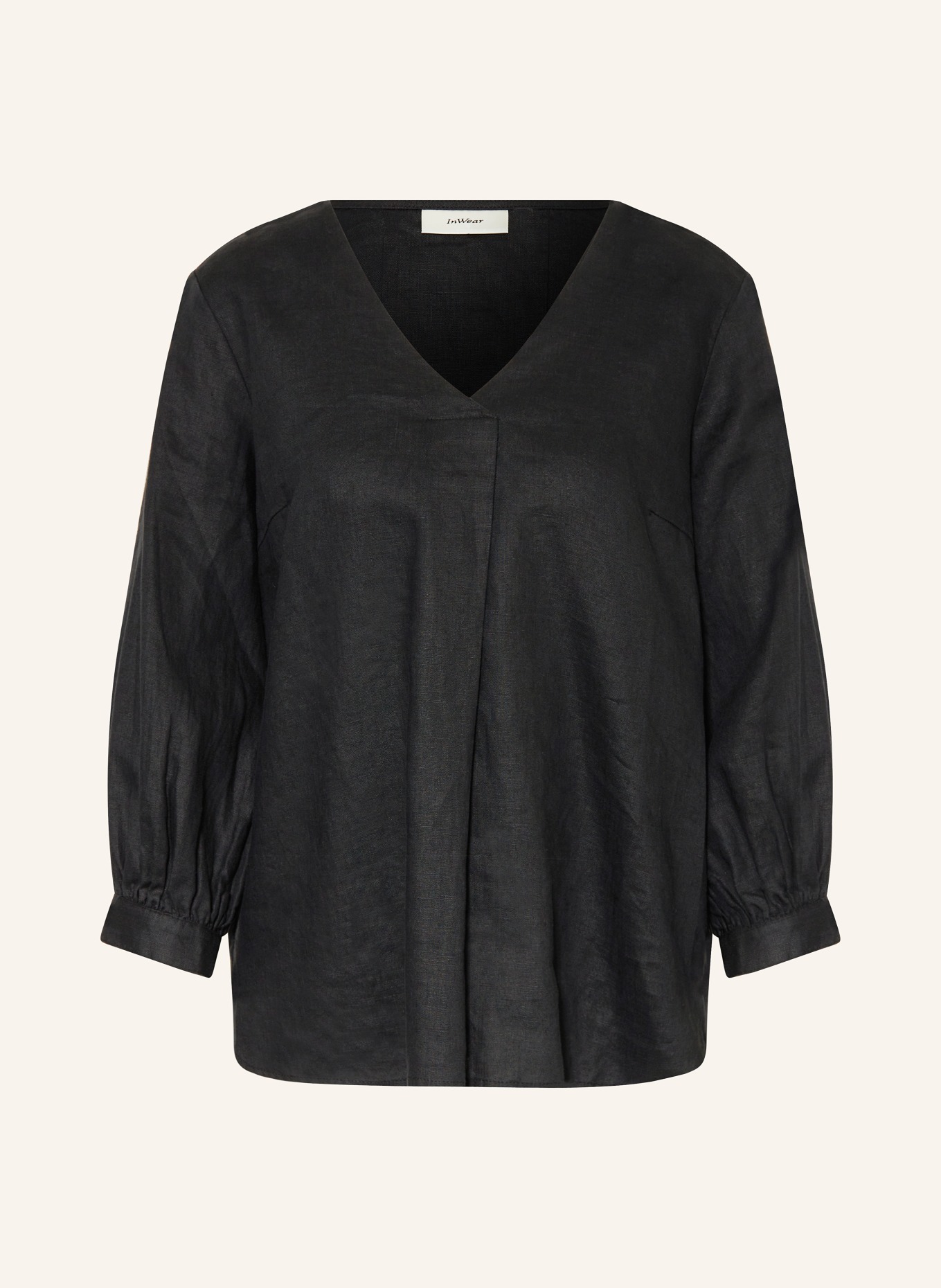 InWear Shirt blouse EZRAIW in linen with 3/4 sleeves, Color: BLACK (Image 1)