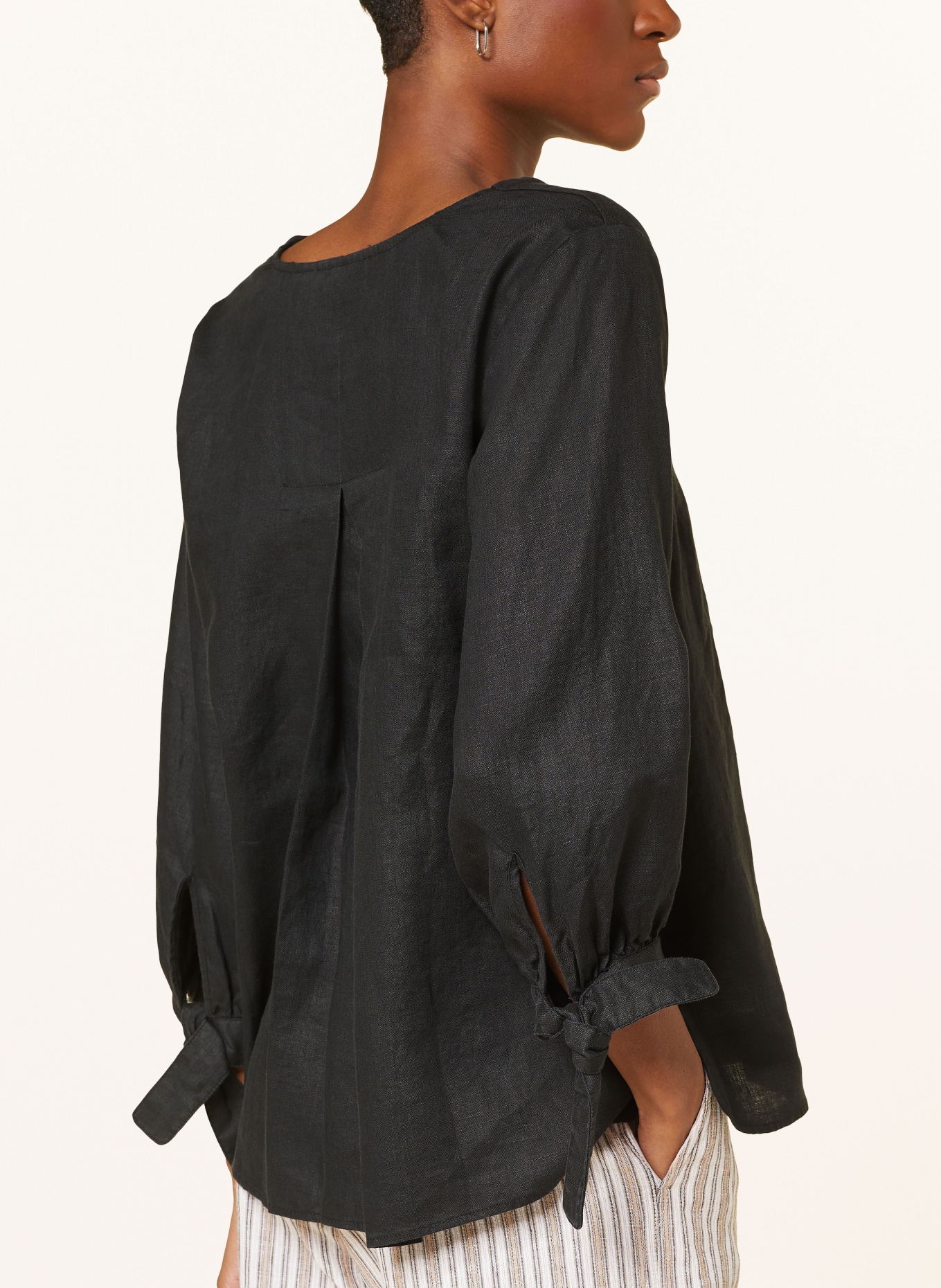 InWear Shirt blouse EZRAIW in linen with 3/4 sleeves, Color: BLACK (Image 4)