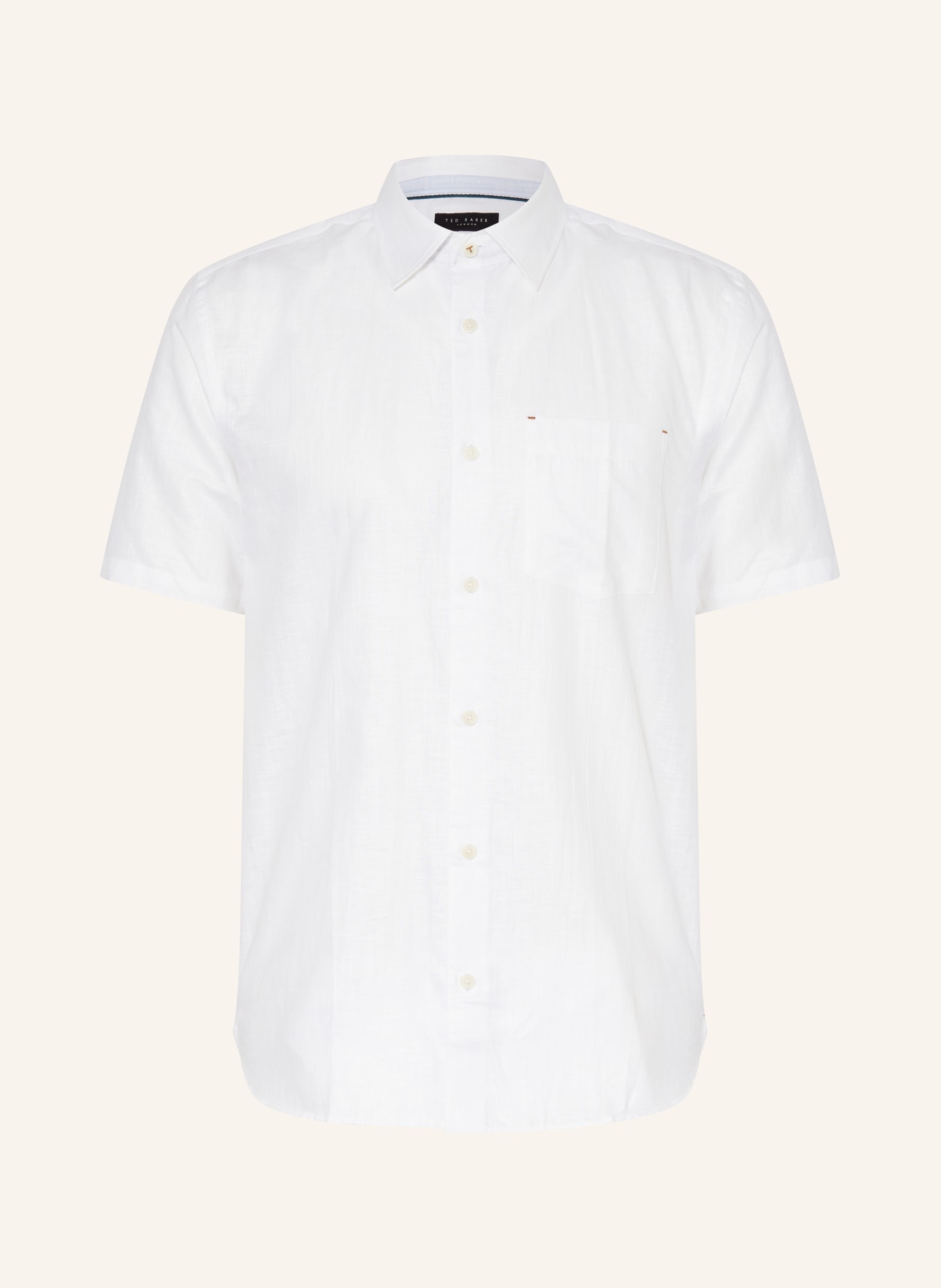 TED BAKER Short sleeve shirt PALOMAS regular fit with linen, Color: WHITE (Image 1)