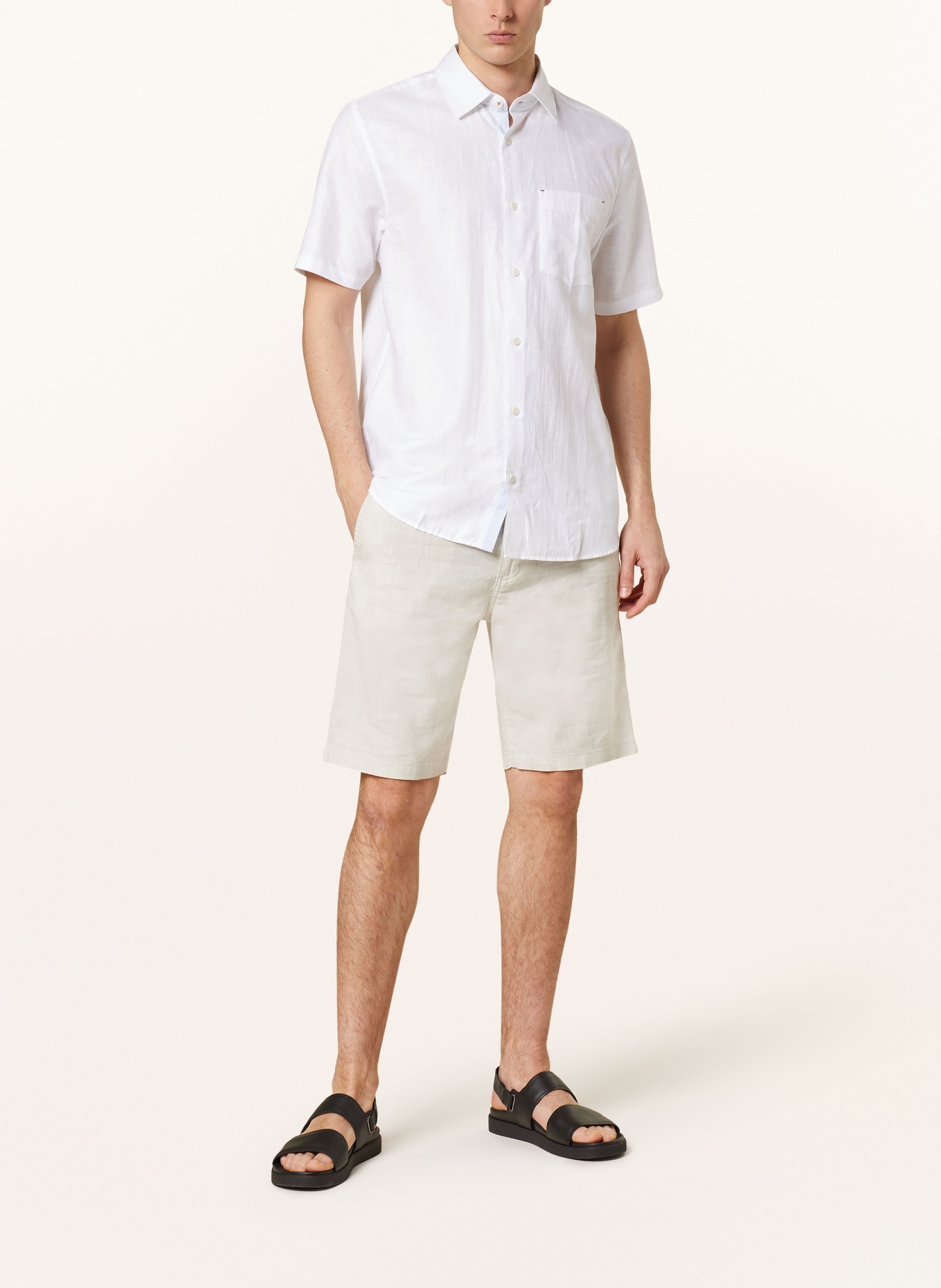 TED BAKER Short sleeve shirt PALOMAS regular fit with linen, Color: WHITE (Image 2)